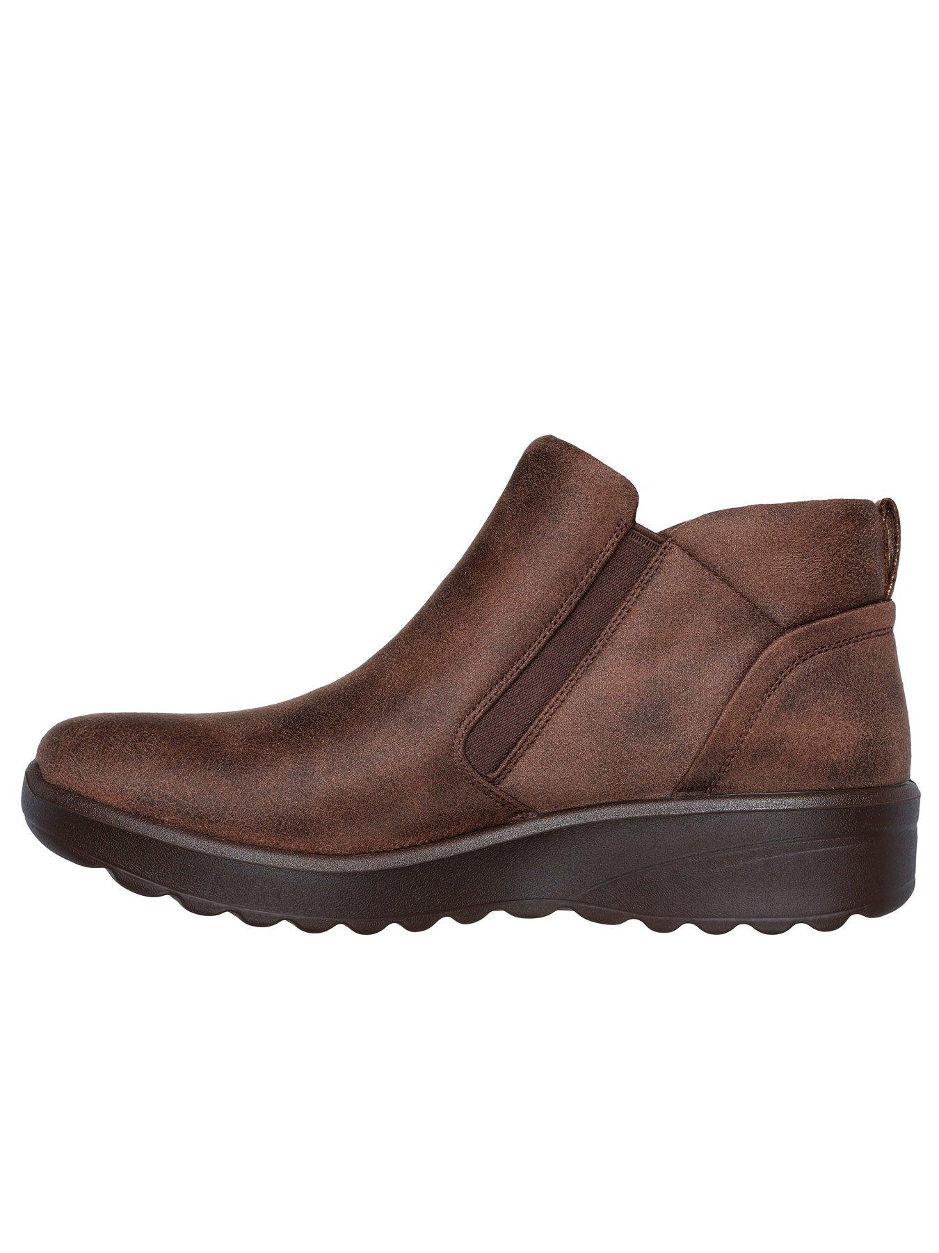 Image 5 of 5 of Skechers Lovely Vibe Microleather Side Zip Booties - Brown