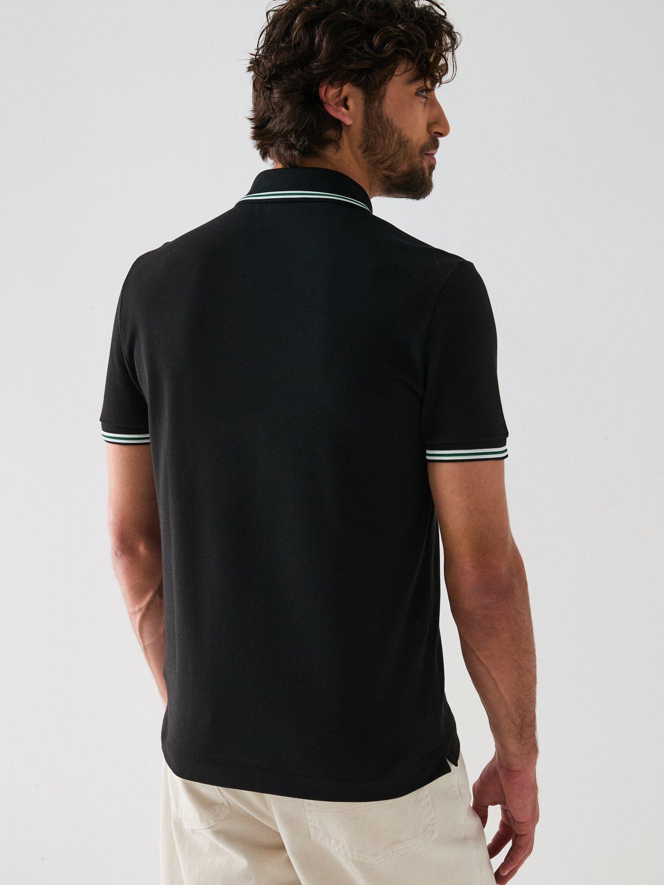 Image 2 of 6 of Lacoste Regular Fit L.12.12 Stripe Colla - Black