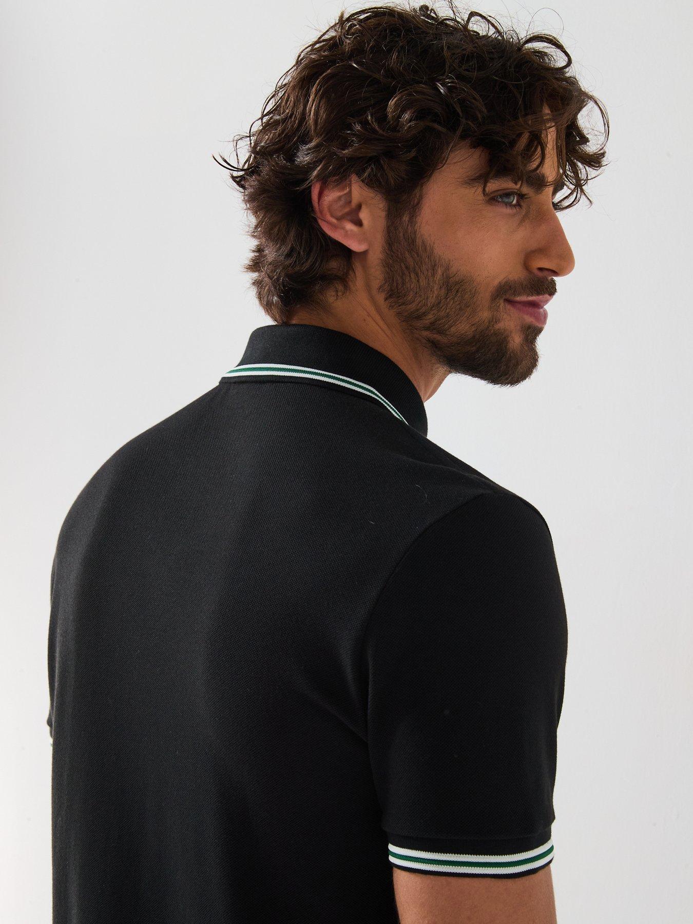 Image 5 of 6 of Lacoste Regular Fit L.12.12 Stripe Colla - Black