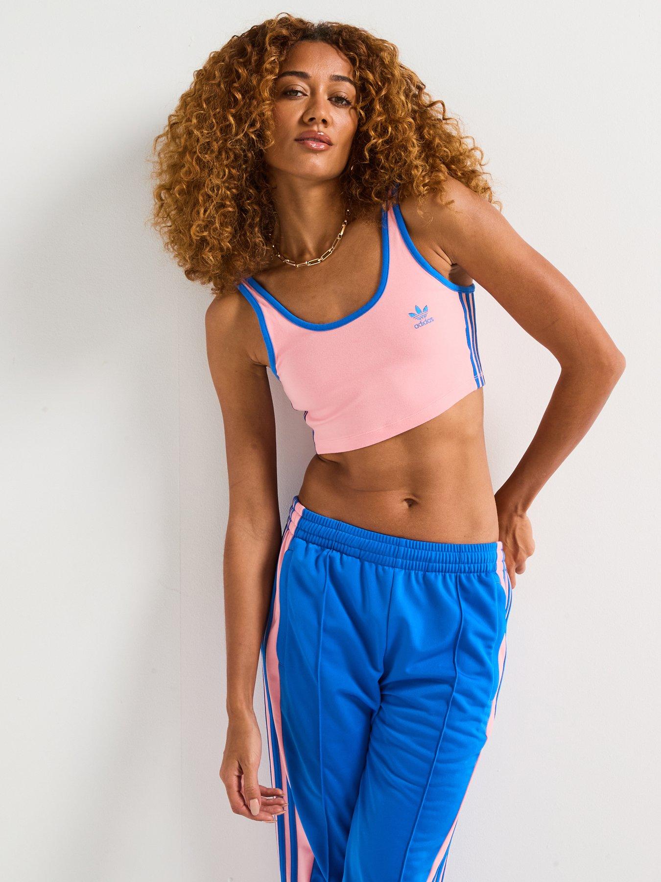 adidas Originals Women's 3-Stripes Bra Top - Semi Pink Spark/Blue