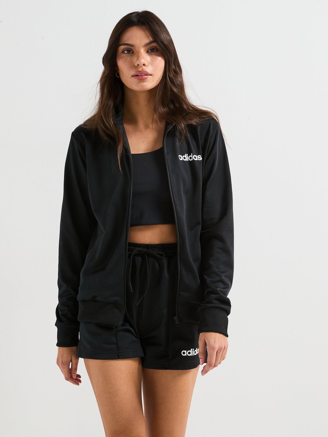 adidas-sportswear-womens-essentials-linear-shorts-set-blackoutfit