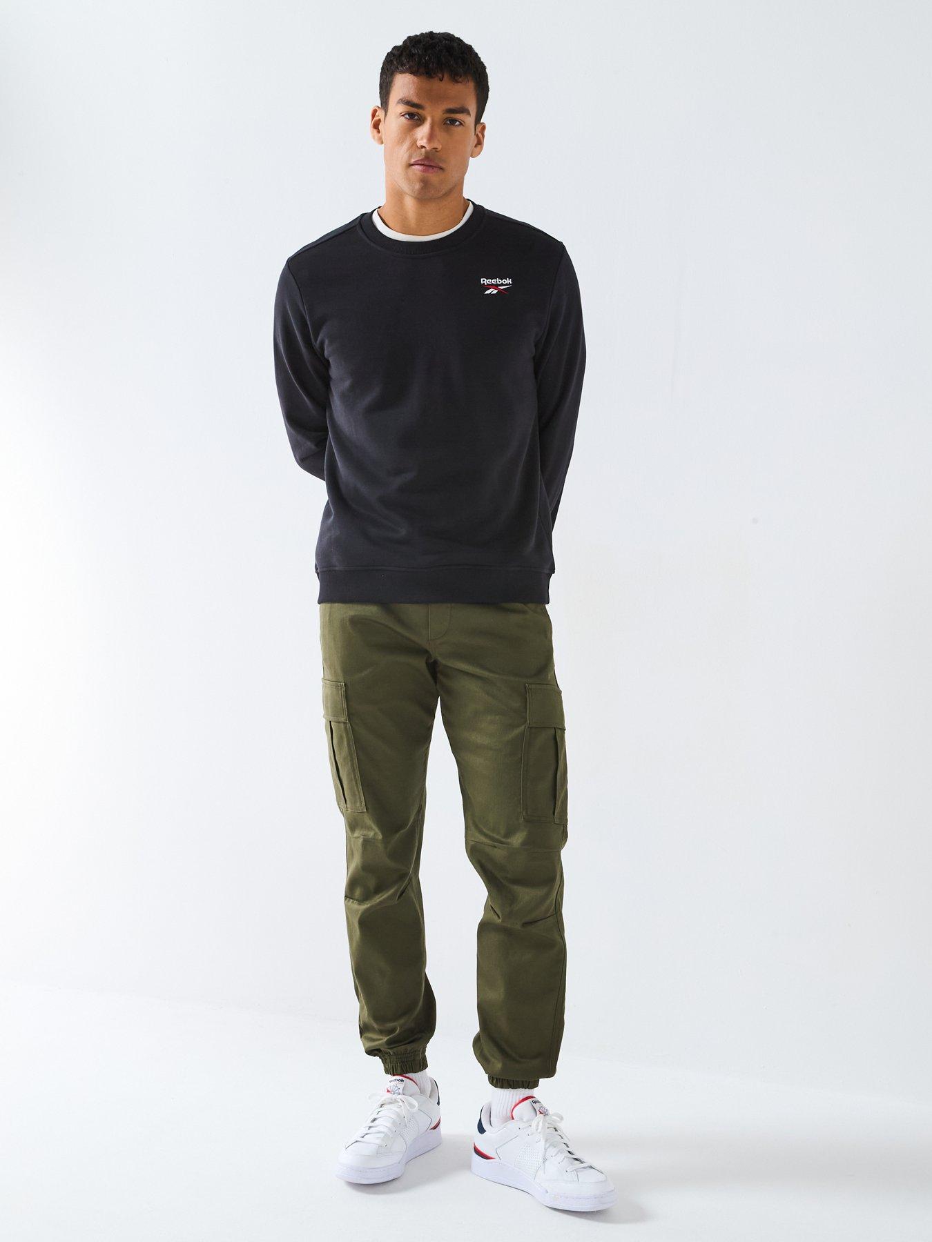Image 3 of 5 of Reebok Mens Identity Small Logo Crewneck Sweater - Black