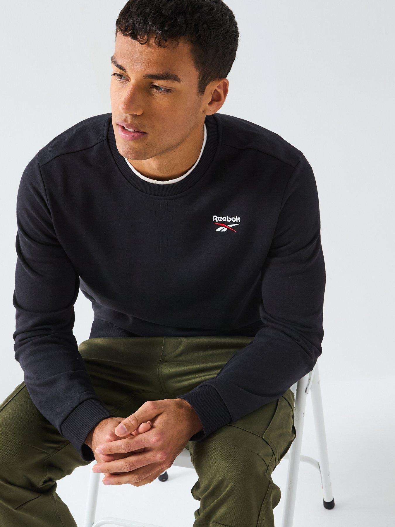 Image 4 of 5 of Reebok Mens Identity Small Logo Crewneck Sweater - Black