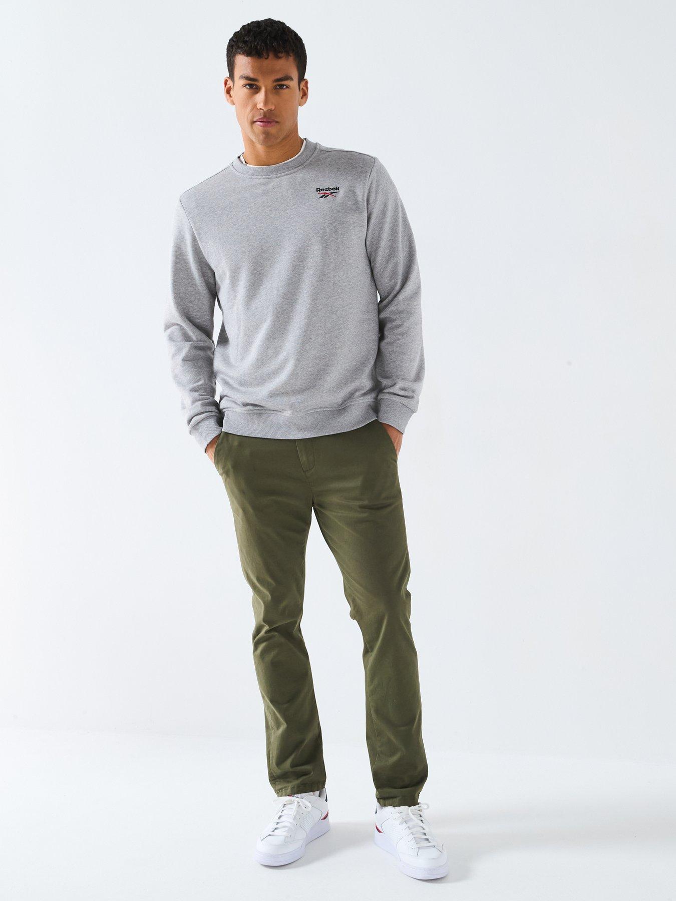 Image 3 of 4 of Reebok Mens Identity Small Logo Crewneck Sweater - Grey