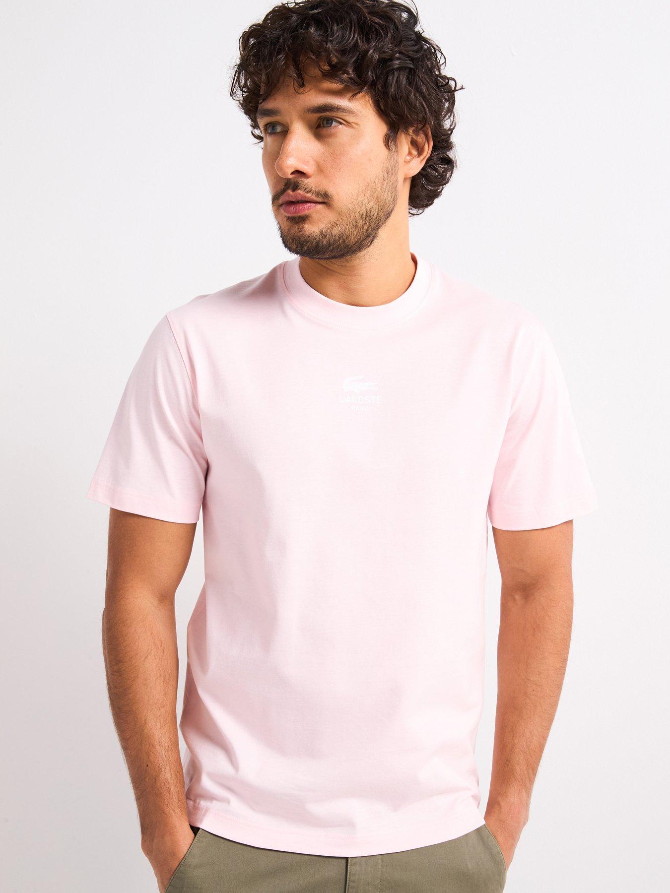 Lacoste Classic Fit Signature Print Jersey T-Shirt - Light Pink