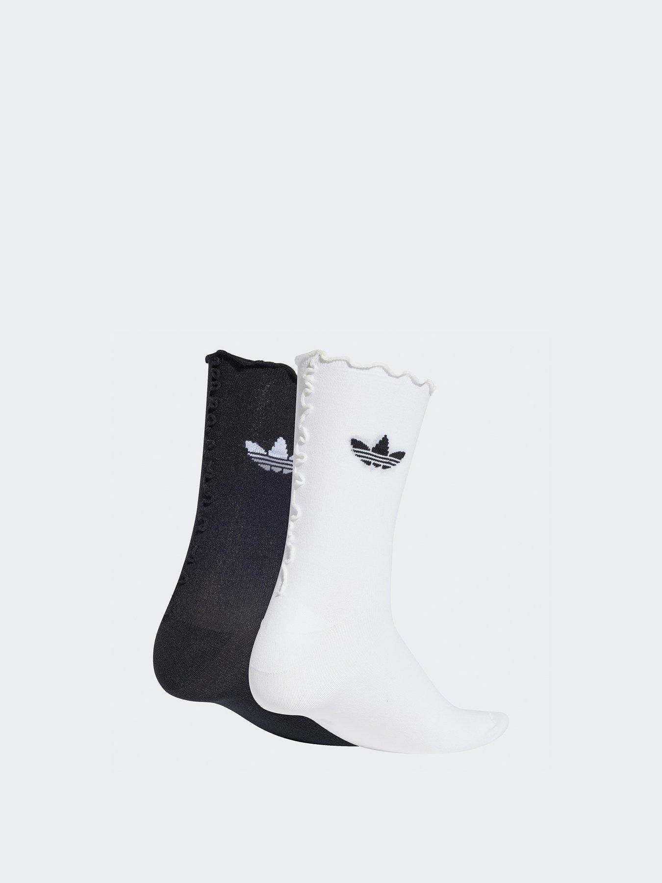 Image 2 of 4 of adidas Originals Womens Ruffle Socks 2 Pairs - White