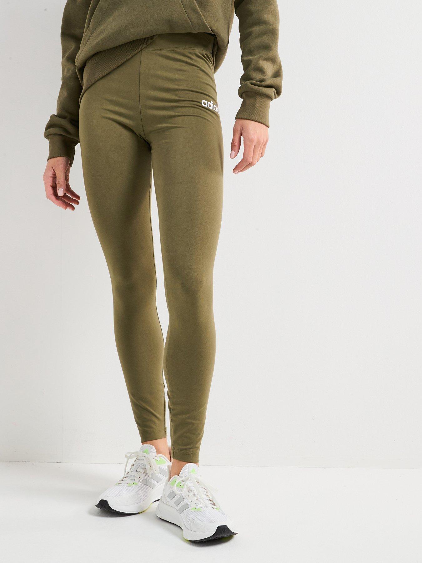 Image of adidas Sportswear Womens Essentials Linear Cotton Leggings - Green