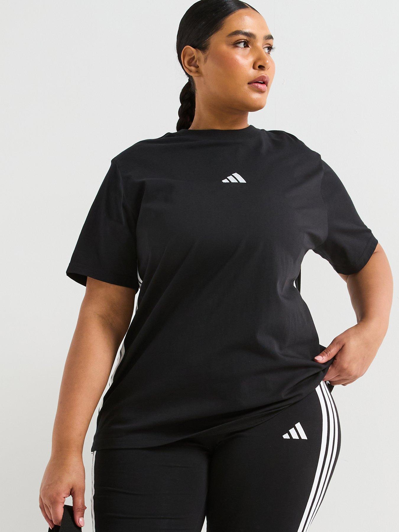 Image of adidas Sportswear Womens Plus Size Essentials 3-Stripes T-Shirt - Black
