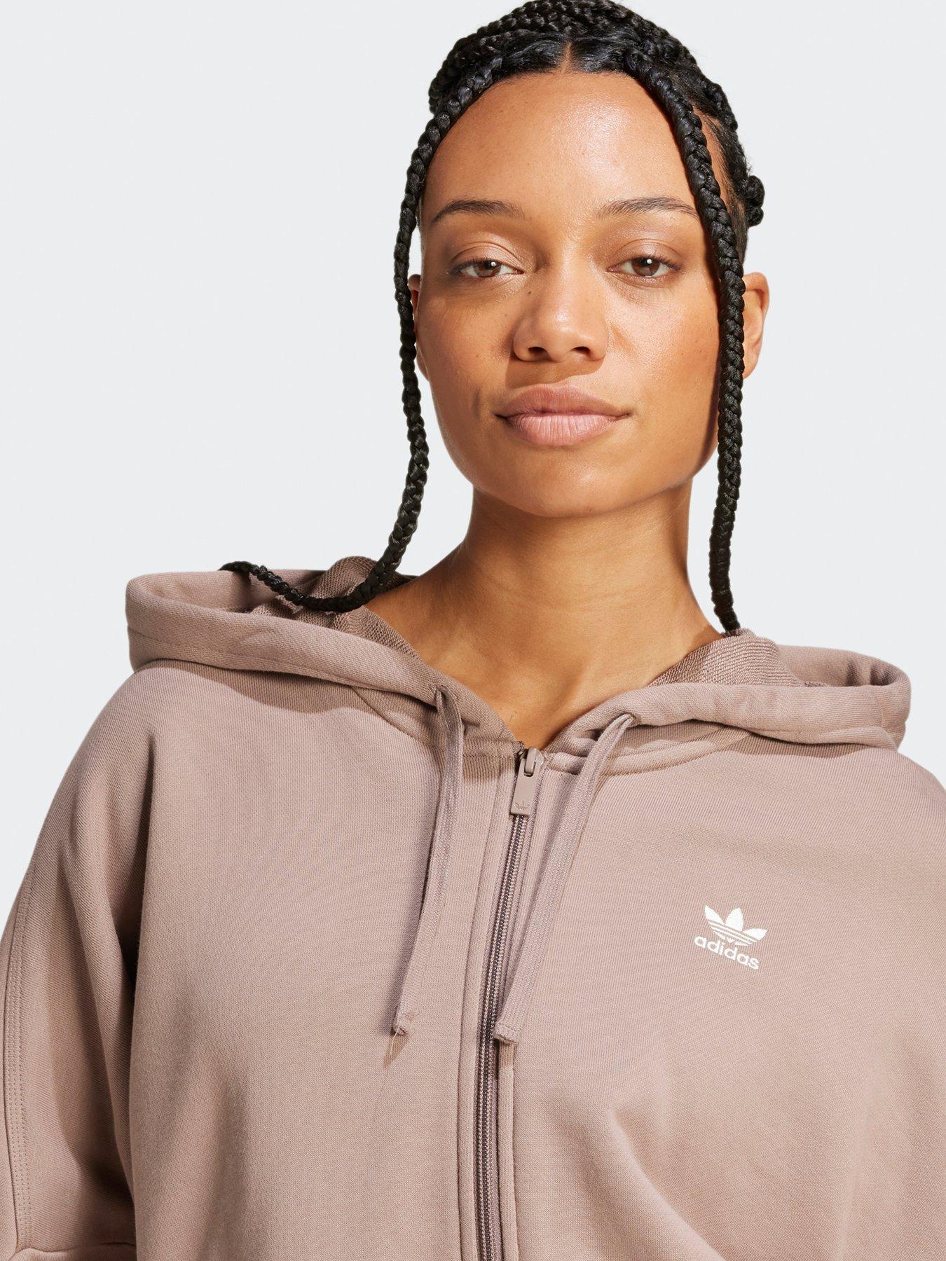 adidas-originals-womens-essentials-full-zip-french-terry-hoodie-brownoutfit