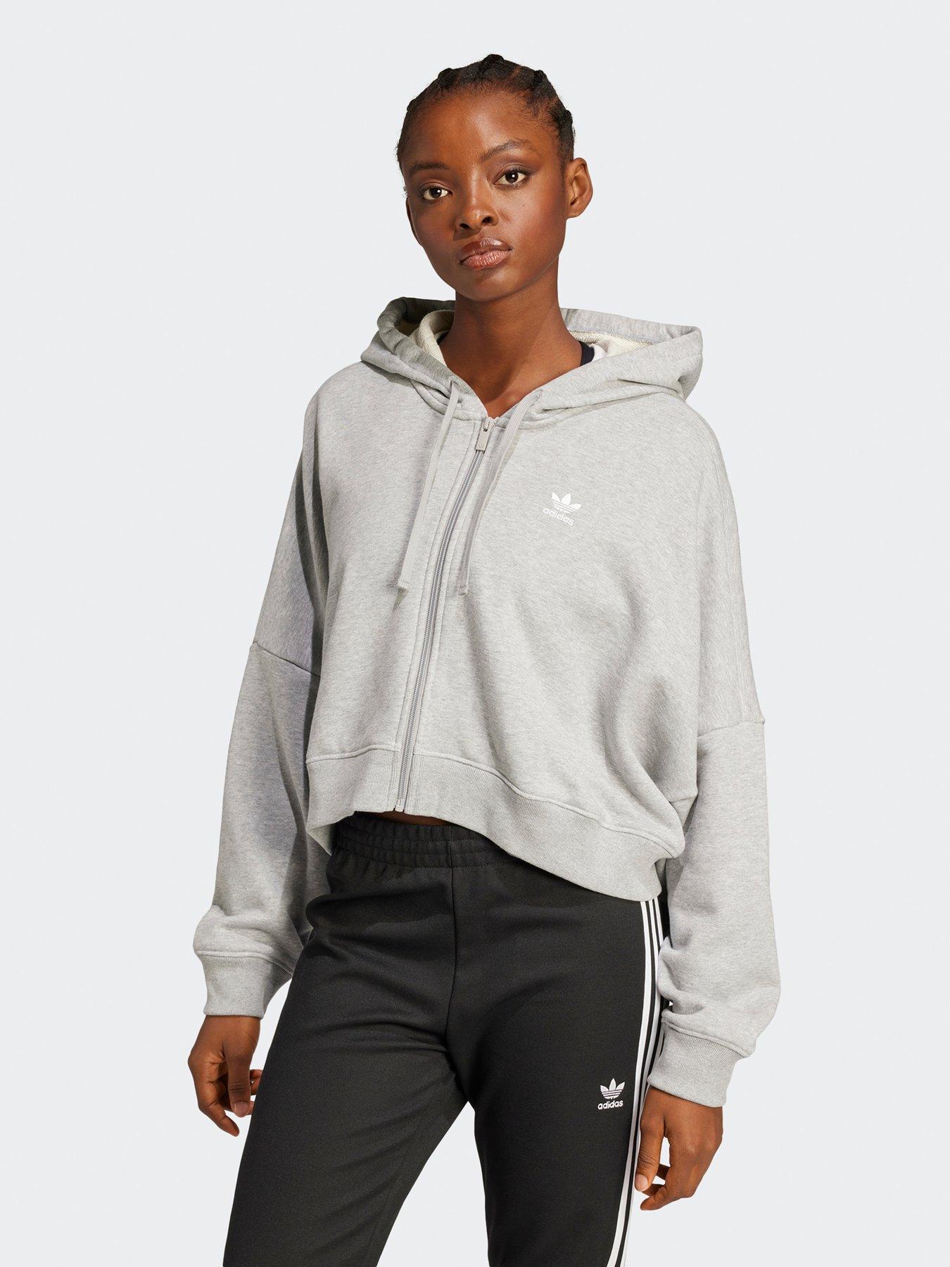 adidas Originals Womens Essentials Full-Zip French Terry Hoodie - Grey
