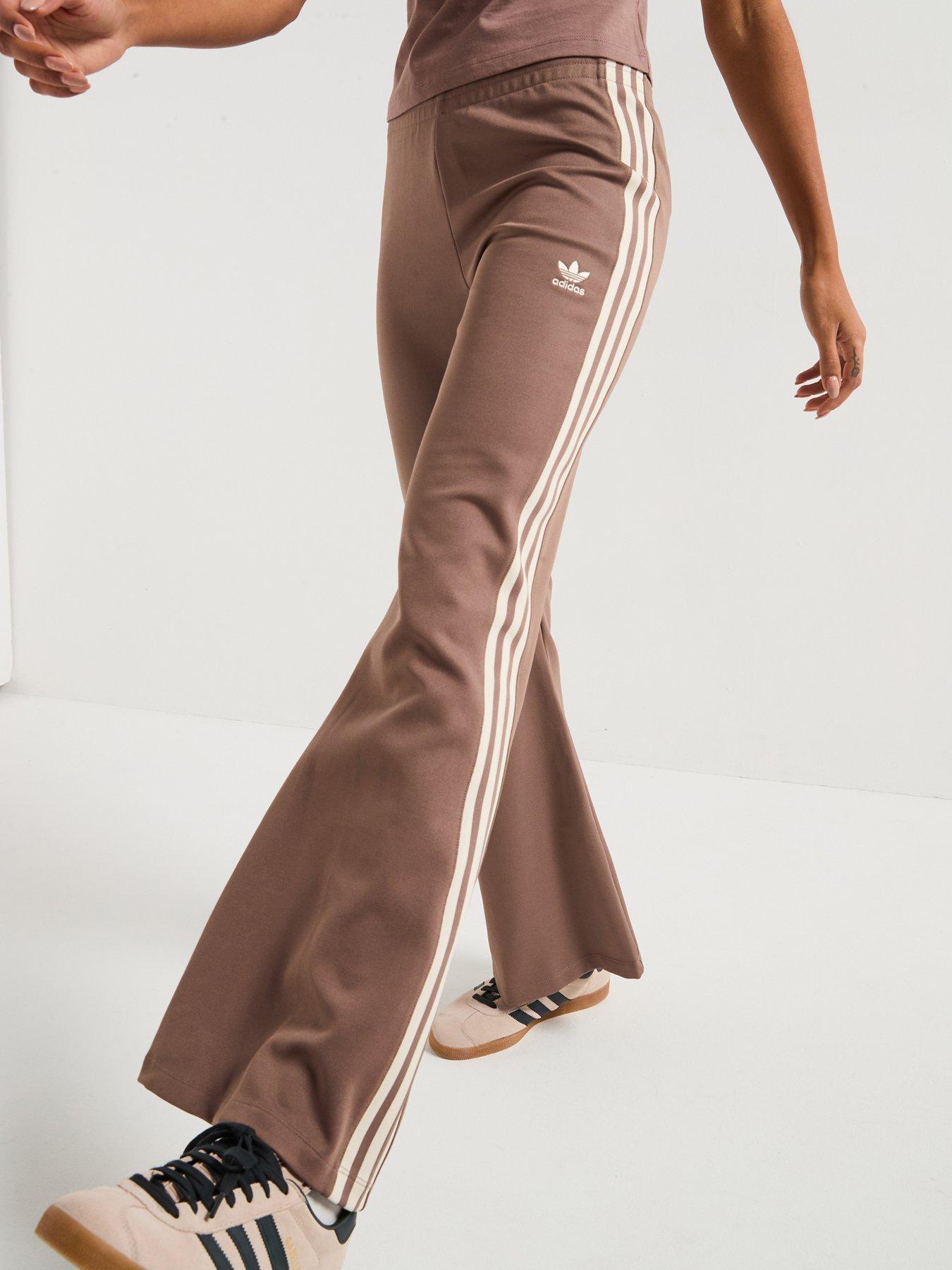 adidas Originals Womens 3-Stripes Flared Tracksuit Pants - Brown