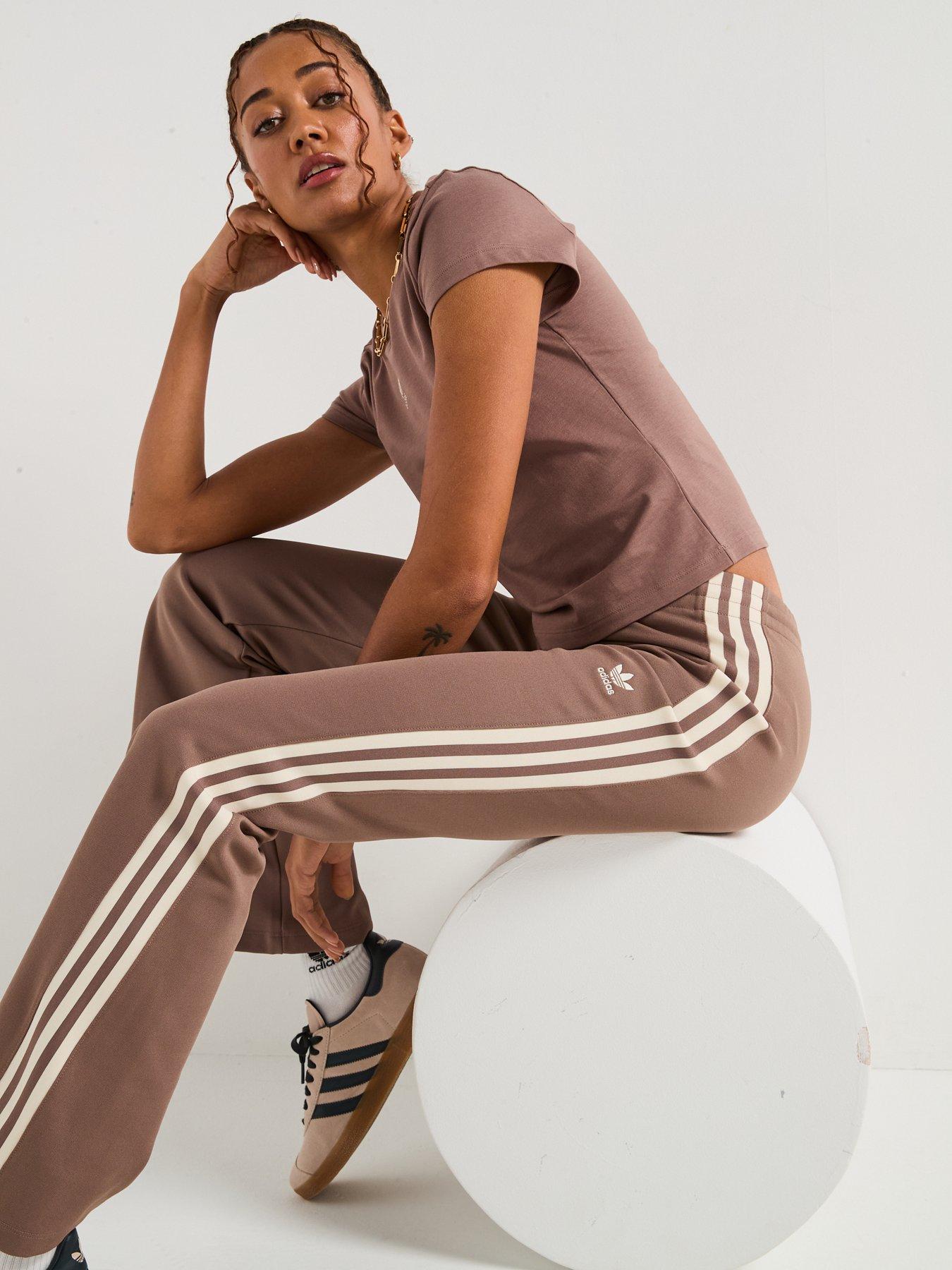 Image 5 of 6 of adidas Originals Womens 3-Stripes Flared Tracksuit Pants - Brown