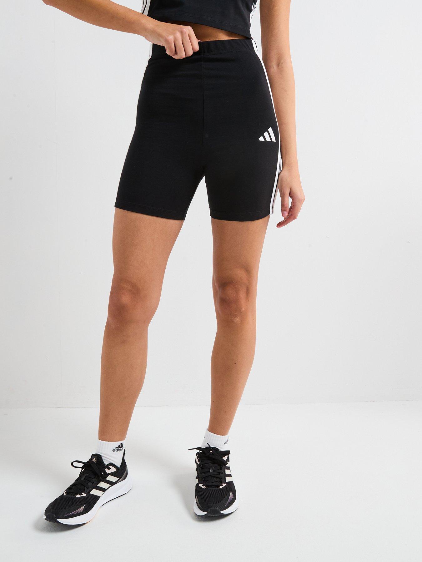 adidas-sportswear-womens-essentials-3-stripes-high-waisted-shorts-blackwhite