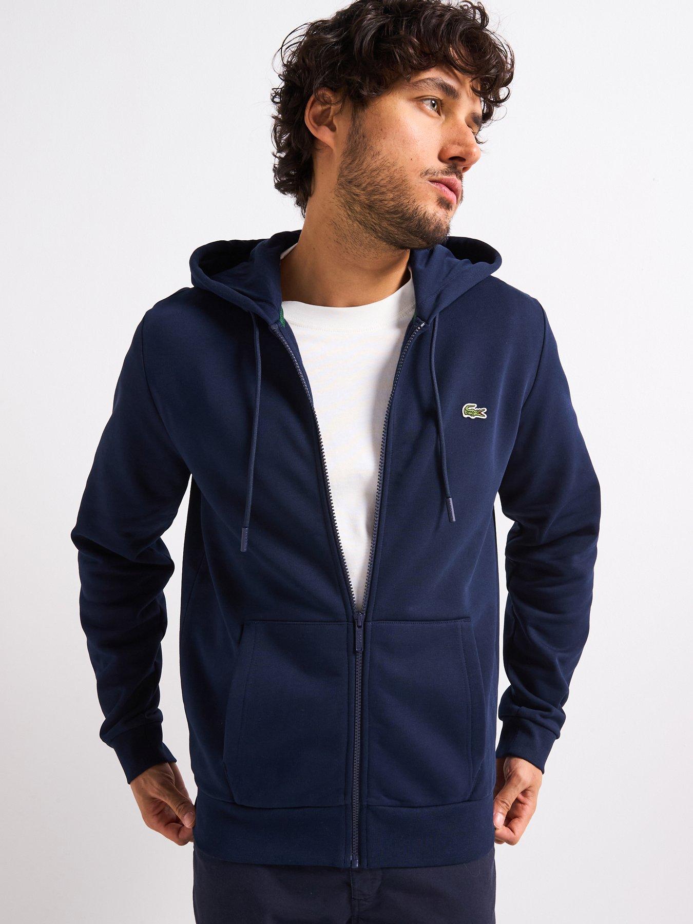 Lacoste Classic Fit Brushed Fleece Zip Front Hoodie - Navy