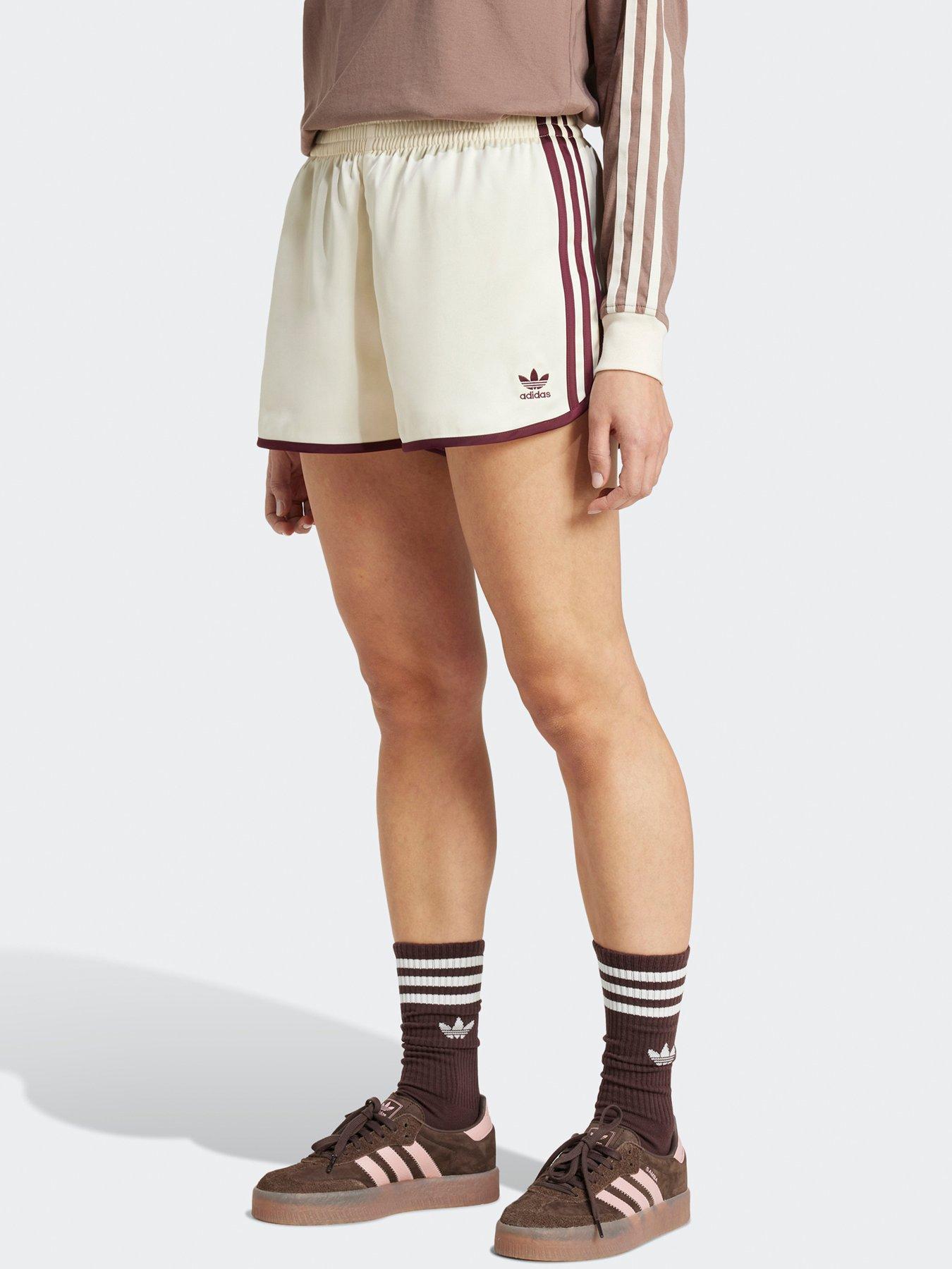 adidas Originals Women's 3-Stripes Sprinter Shorts - Cream White/Maroon
