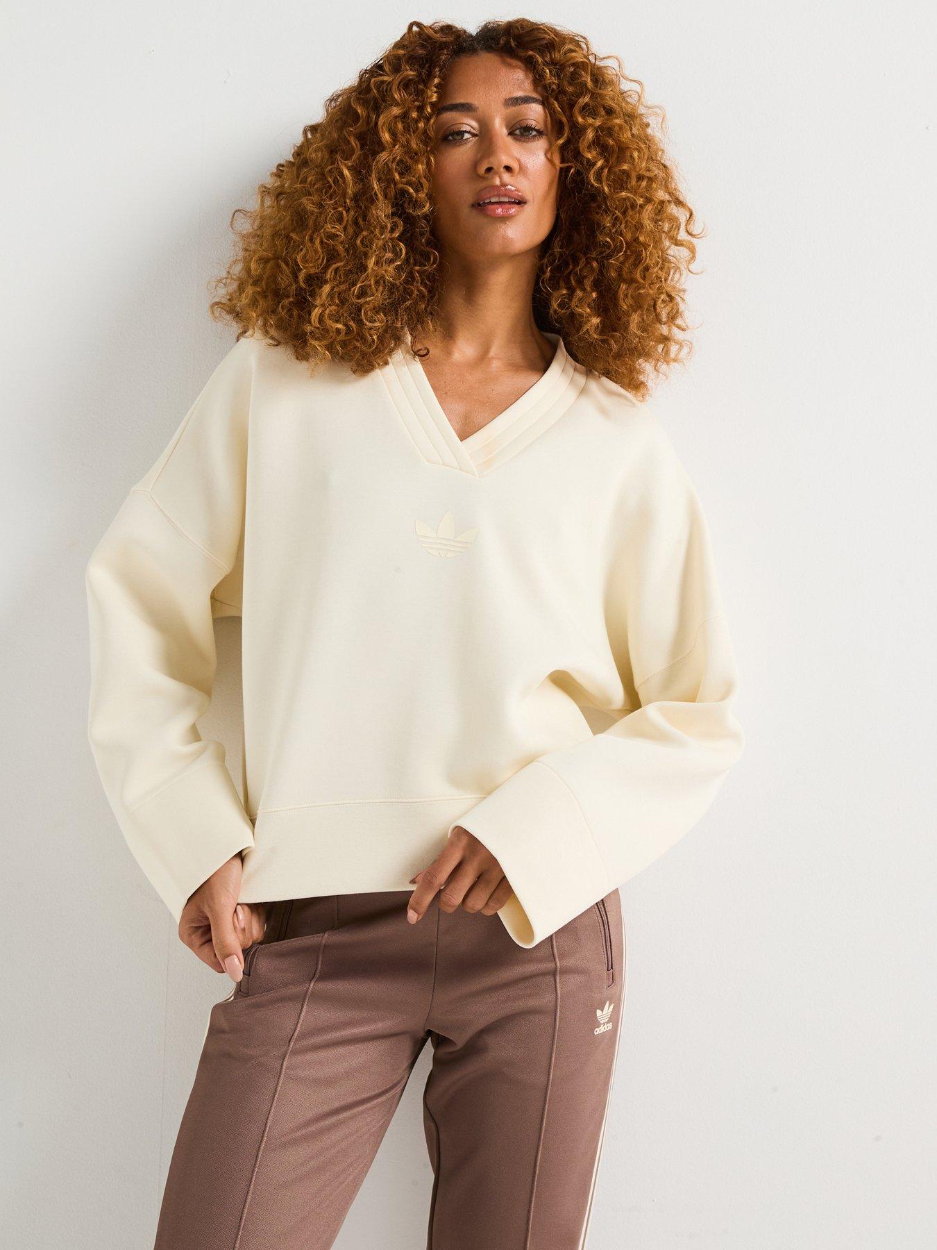 adidas-originals-womens-deep-v-neck-sweatshirt-cream-white