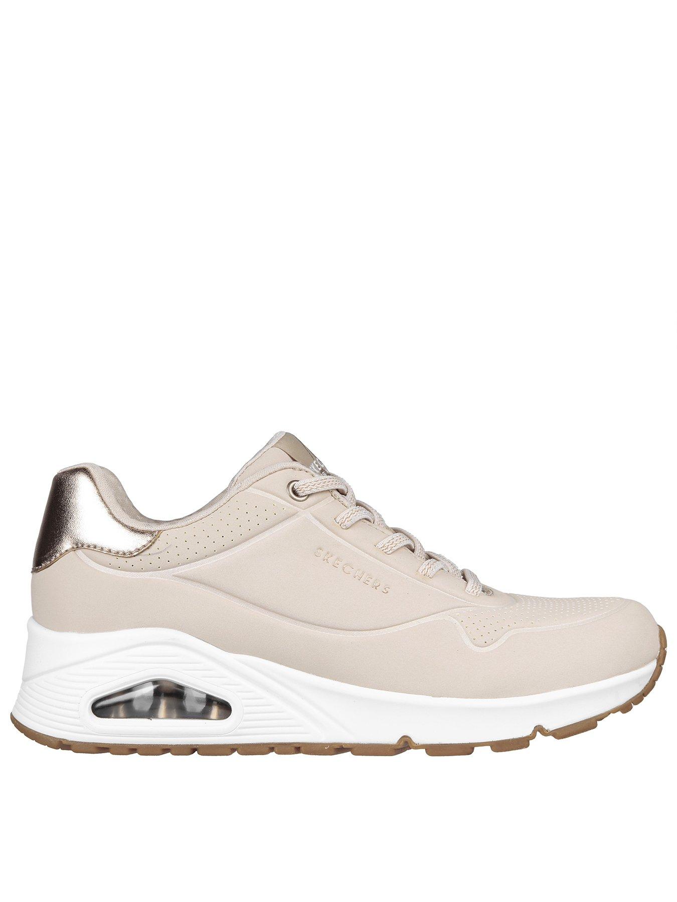 Skechers Durabuck Metallic Trimmed Lace Slip On Sneakers - Natural