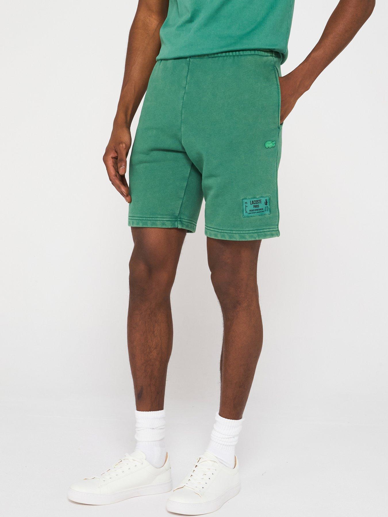 Image 1 of 5 of Lacoste Regular Fit Washed Fleece Shorts - Green