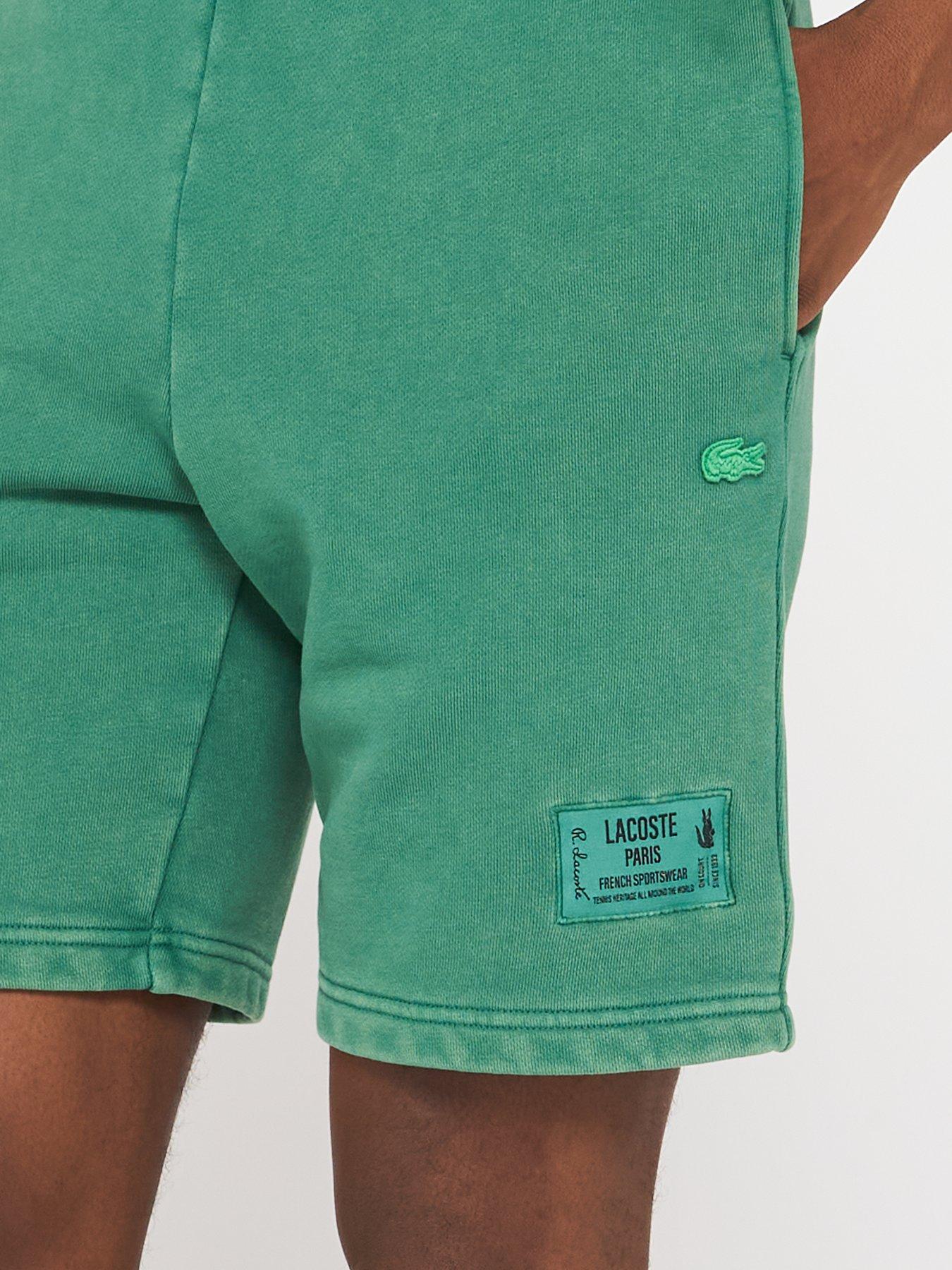 Image 5 of 5 of Lacoste Regular Fit Washed Fleece Shorts - Green