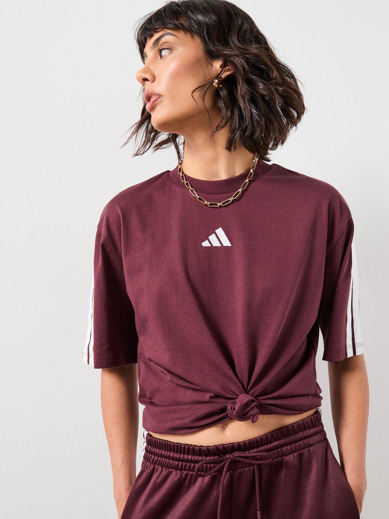 Image 5 of 6 of adidas Sportswear Women's Essentials 3-Stripes Boyfriend T-Shirt - Red