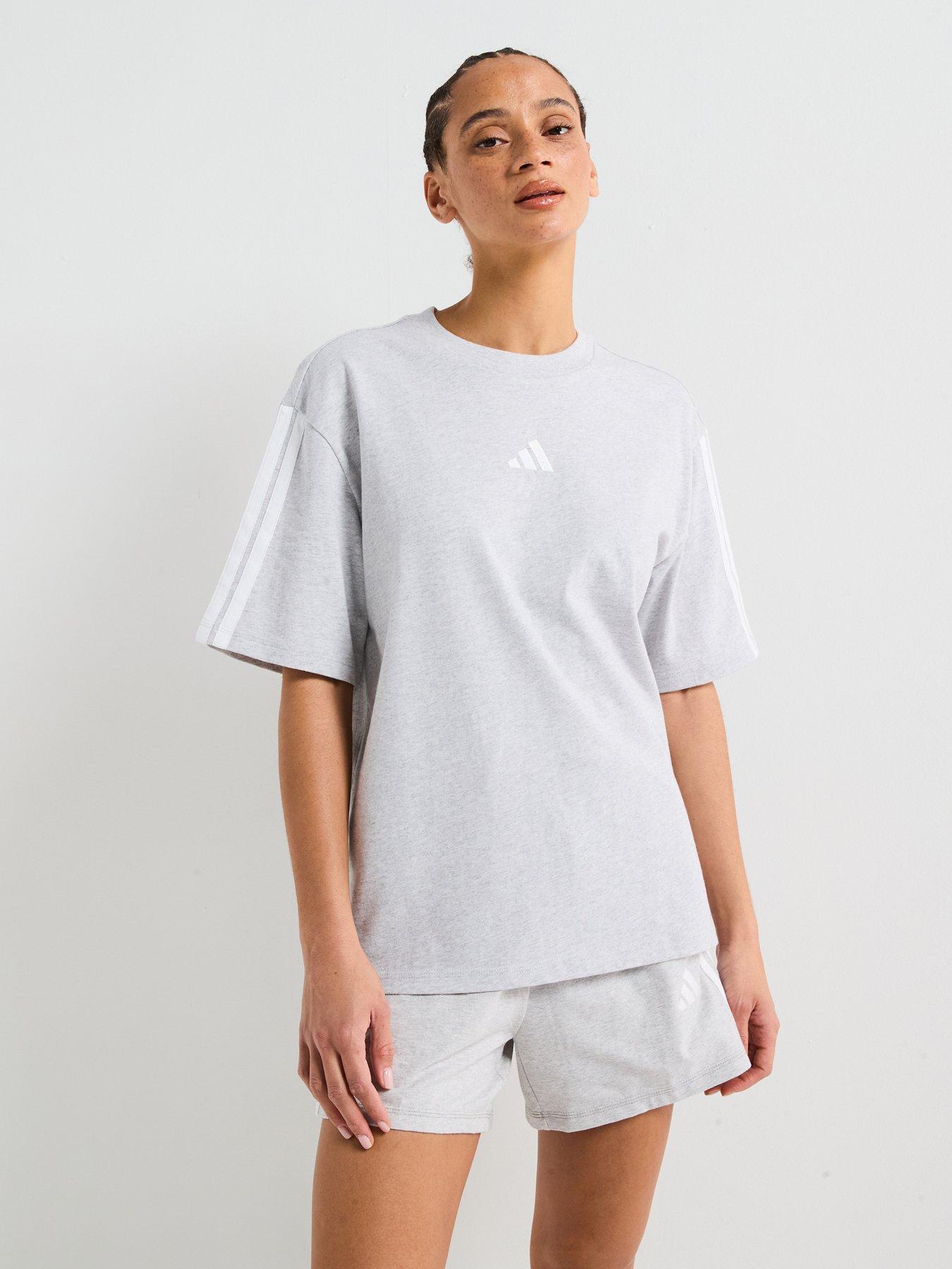 adidas Sportswear Women's Essentials 3-Stripes Boyfriend T-Shirt - Grey