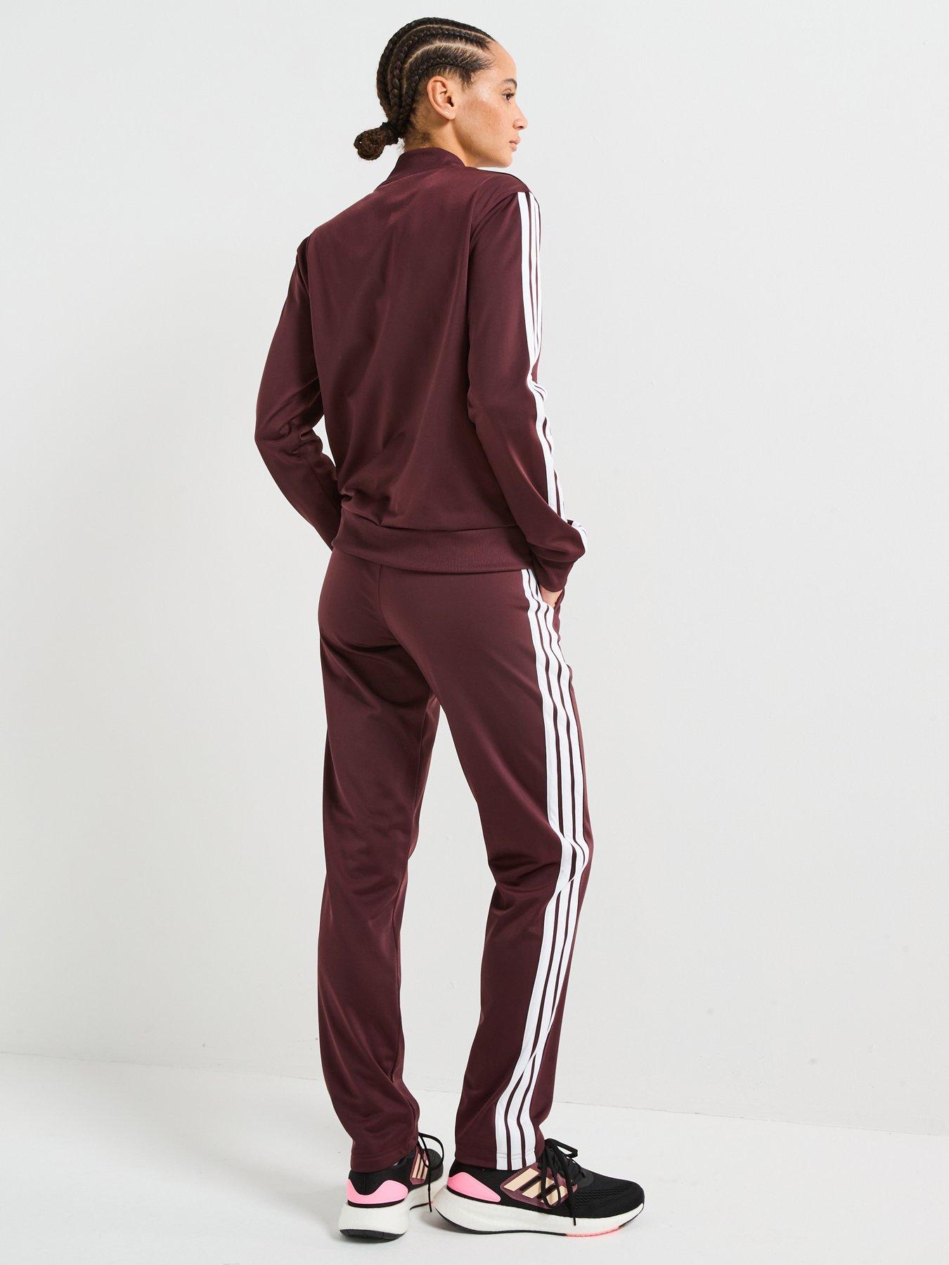adidas-sportswear-womens-essentials-3-stripes-tracksuit-redstillFront
