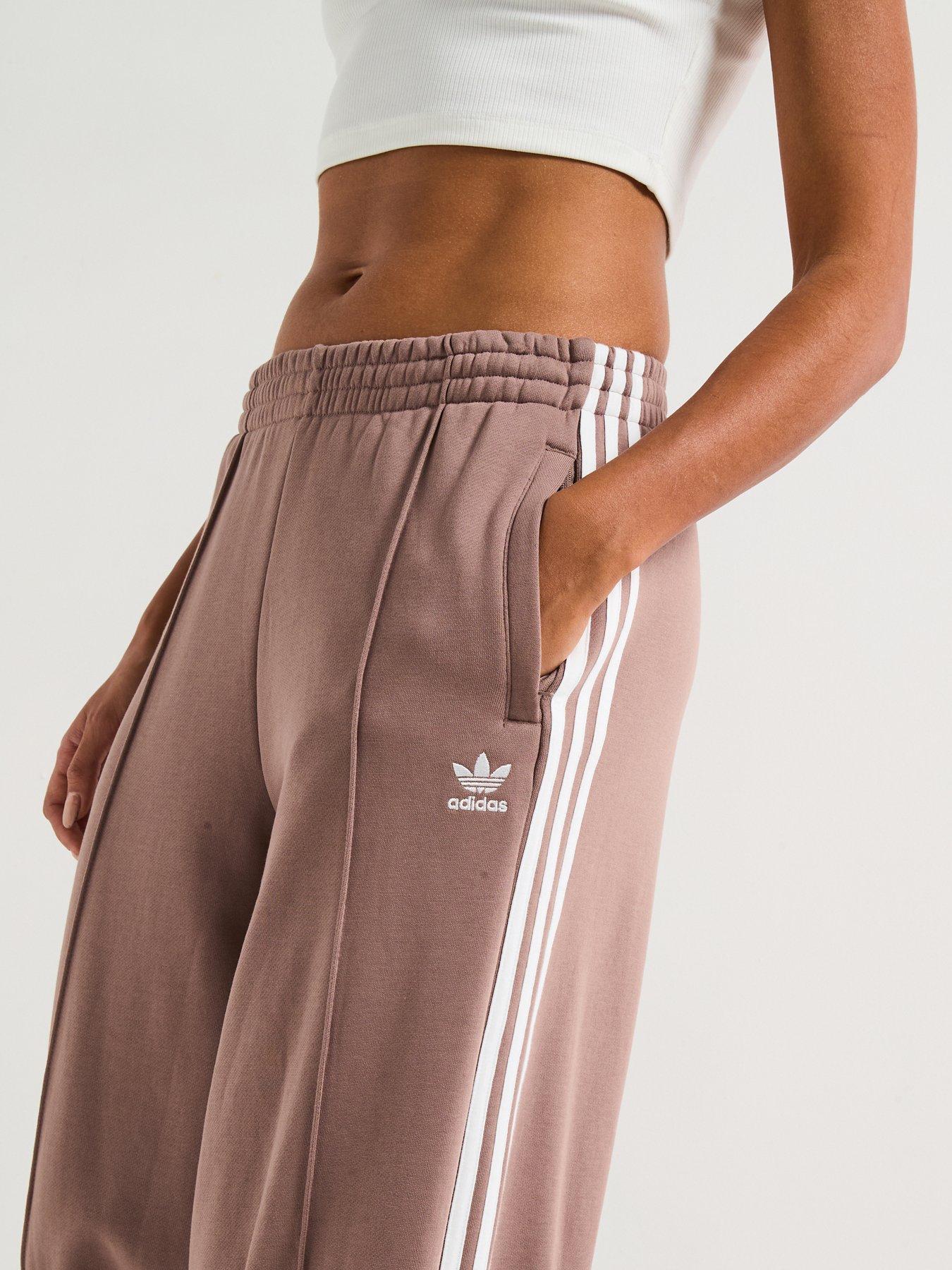 adidas-originals-womens-3-stripes-french-terry-wide-leg-joggers-browndetail