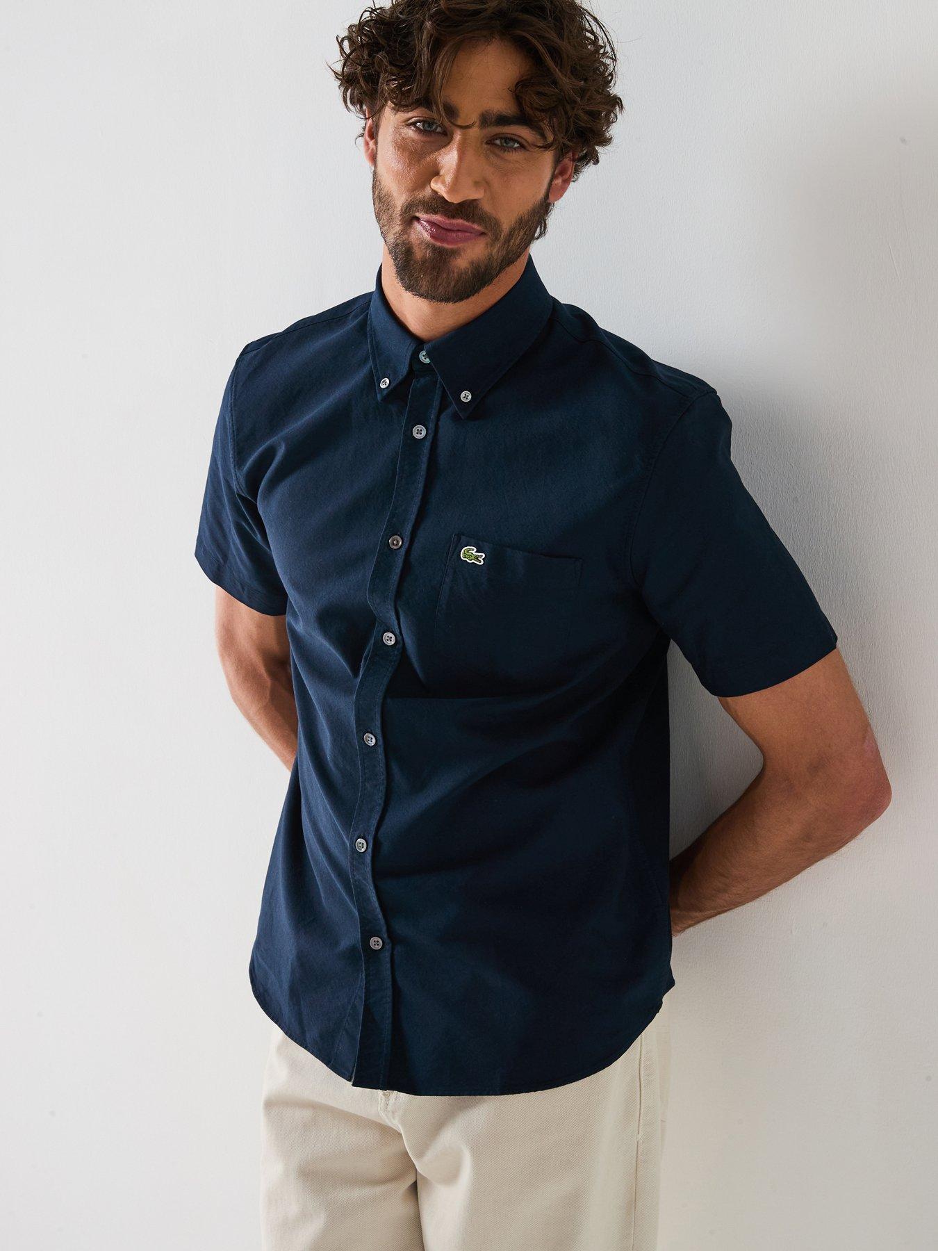 lacoste-regular-fit-short-sleeved-oxford-shirt-navy