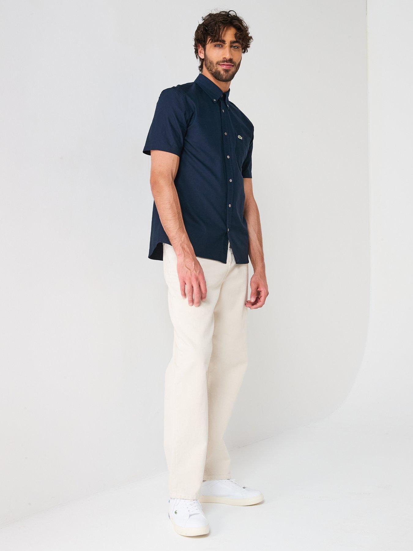 lacoste-regular-fit-short-sleeved-oxford-shirt-navyback