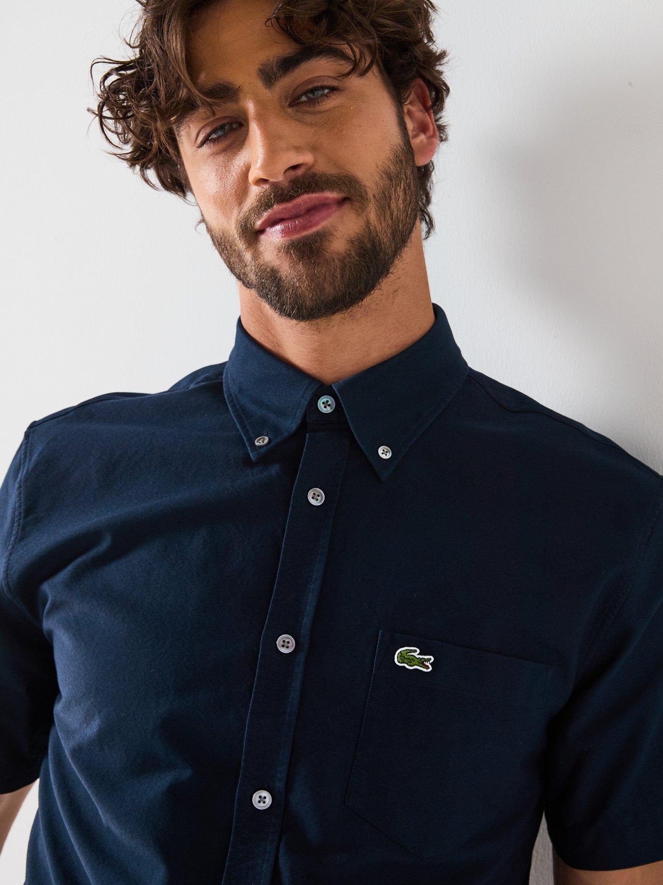 lacoste-regular-fit-short-sleeved-oxford-shirt-navyoutfit