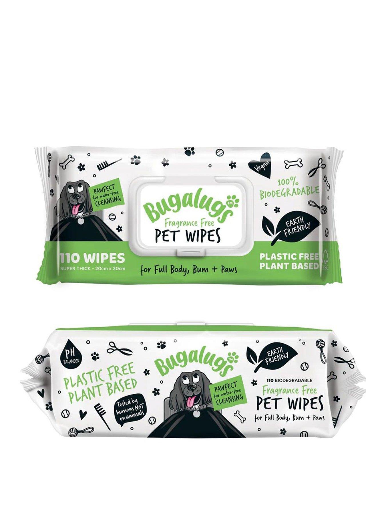 Bugalugs Bugalugs Pet Wipes (110 Large Plastic Free  &  plant based) Fragrance Free for dogs
