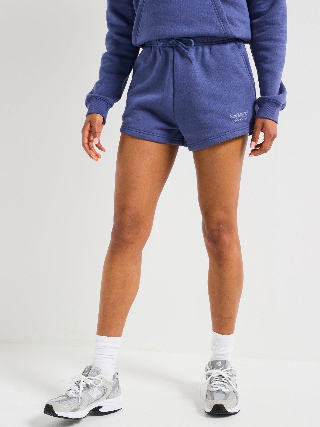 Image of New Balance Women's Linear Heritage Fleece Shorts - Navy