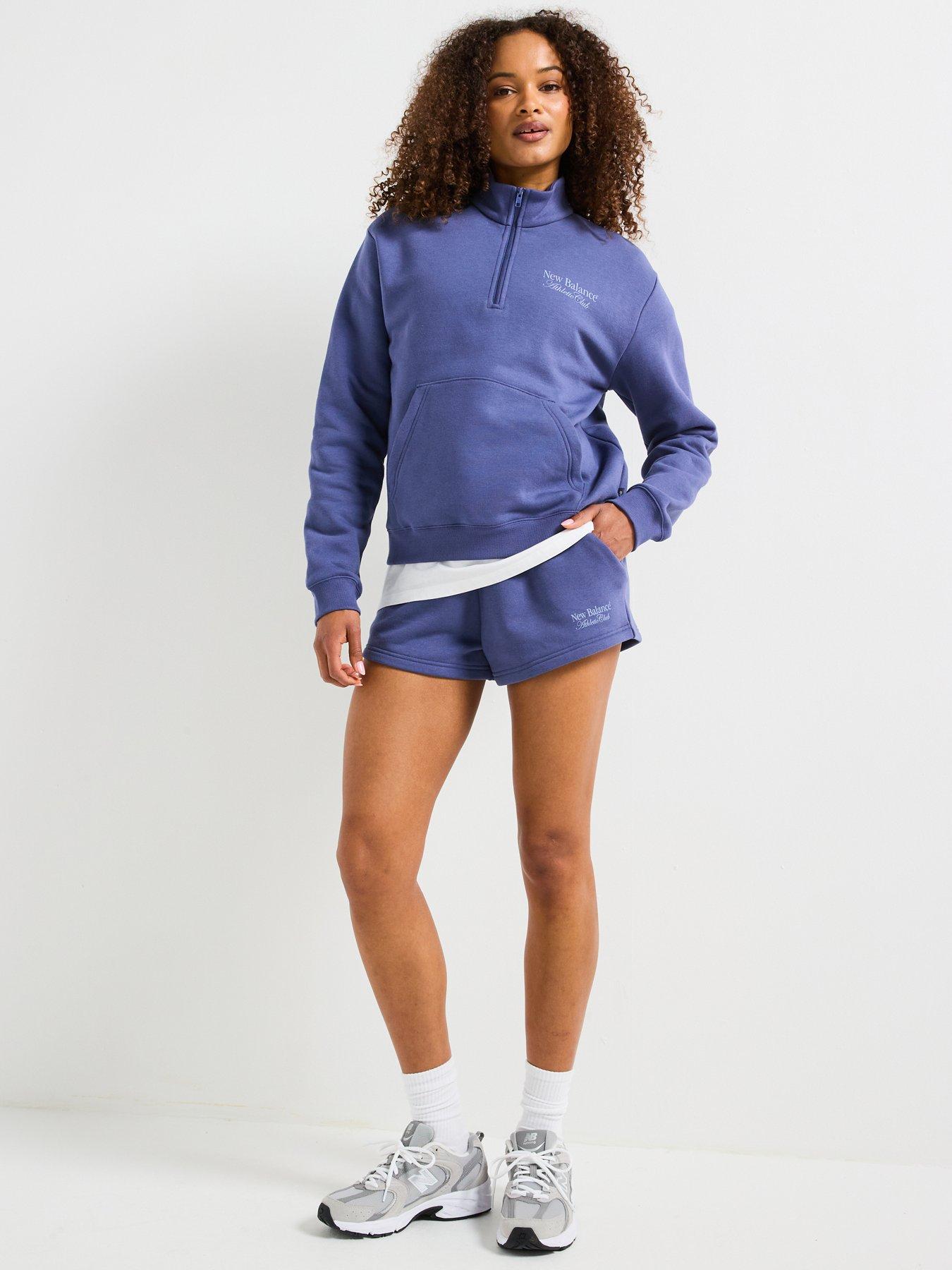 Image 5 of 5 of New Balance Women's Linear Heritage Fleece Shorts - Navy