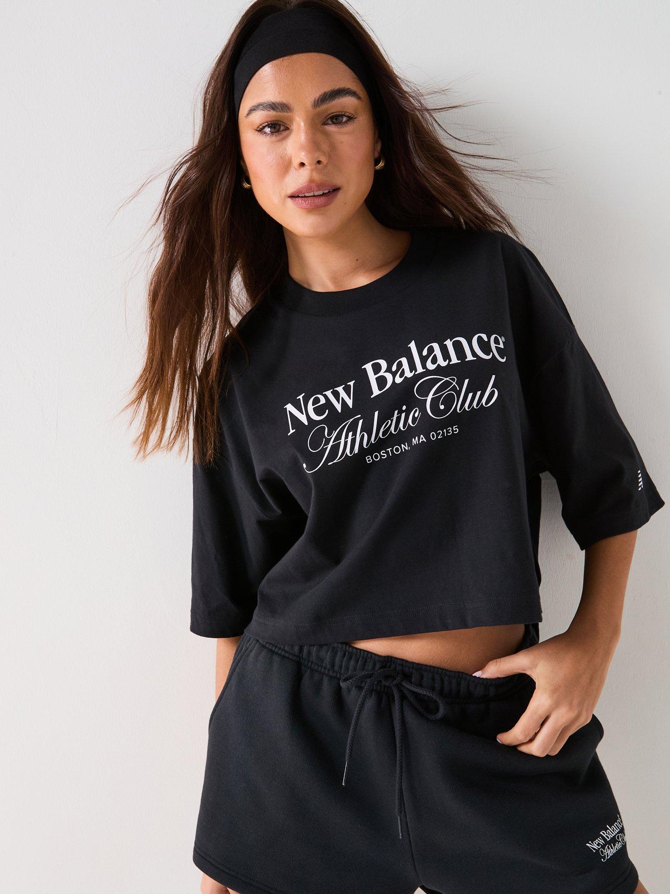 New Balance Women's Linear Heritage Athletics Club T-Shirt - Black