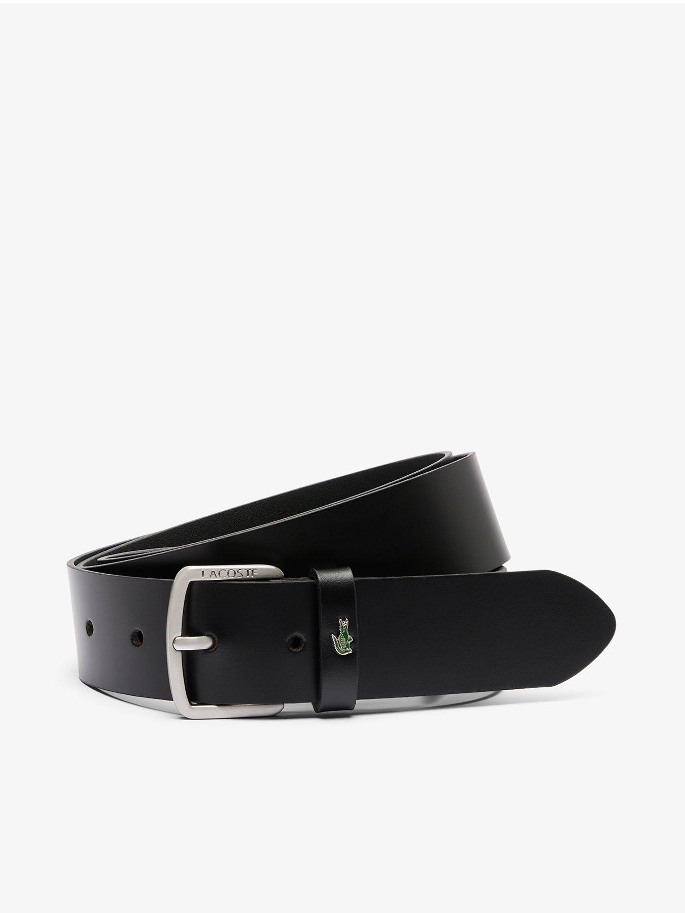 Lacoste Leather Belt With Metal Croc- Black