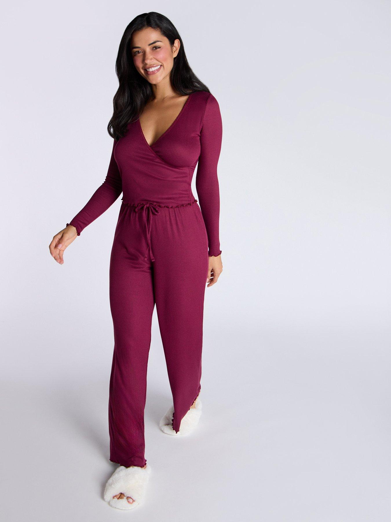 boux-avenue-boux-avenue-rib-wrap-top-amp-pant-set-claret