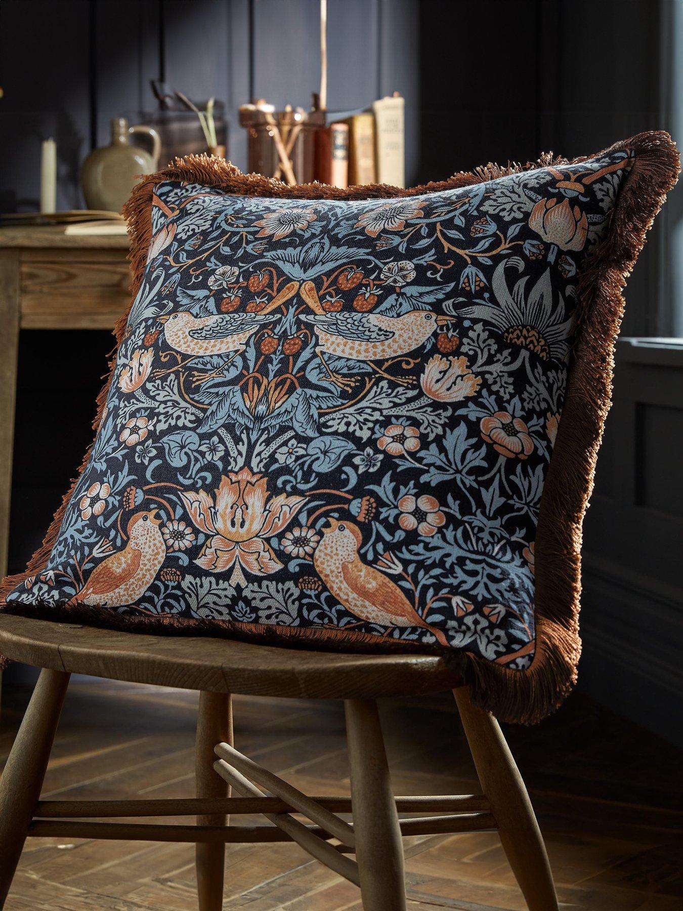 william-morris-at-home-strawberry-thief-blue-cushion