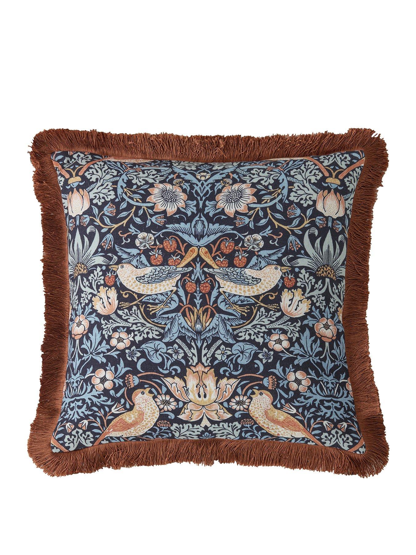 william-morris-at-home-strawberry-thief-blue-cushionstillFront