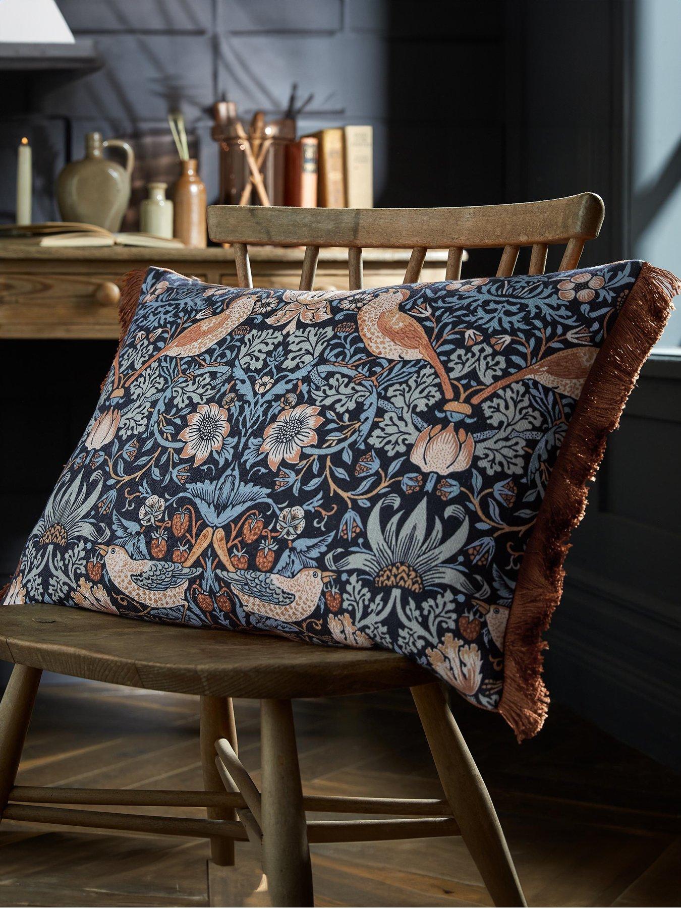 william-morris-at-home-strawberry-thief-blue-cushion