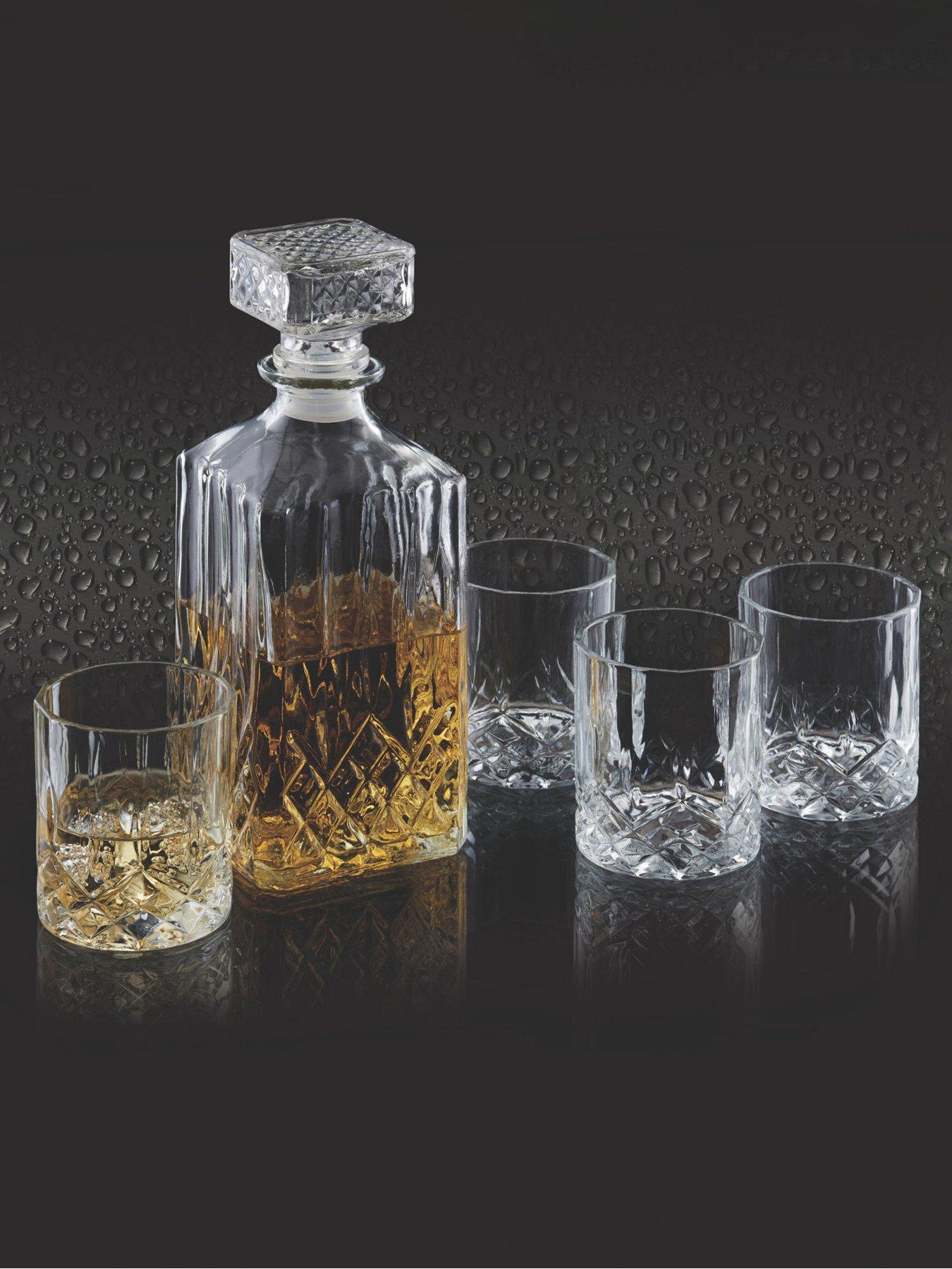 barcraft-cut-glass-effect-decanter-set-5-piece-set