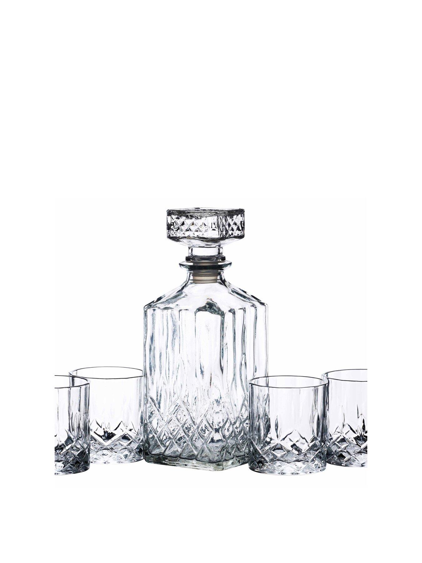 Image 2 of 7 of BarCraft Cut Glass Effect Decanter Set - 5 Piece Set