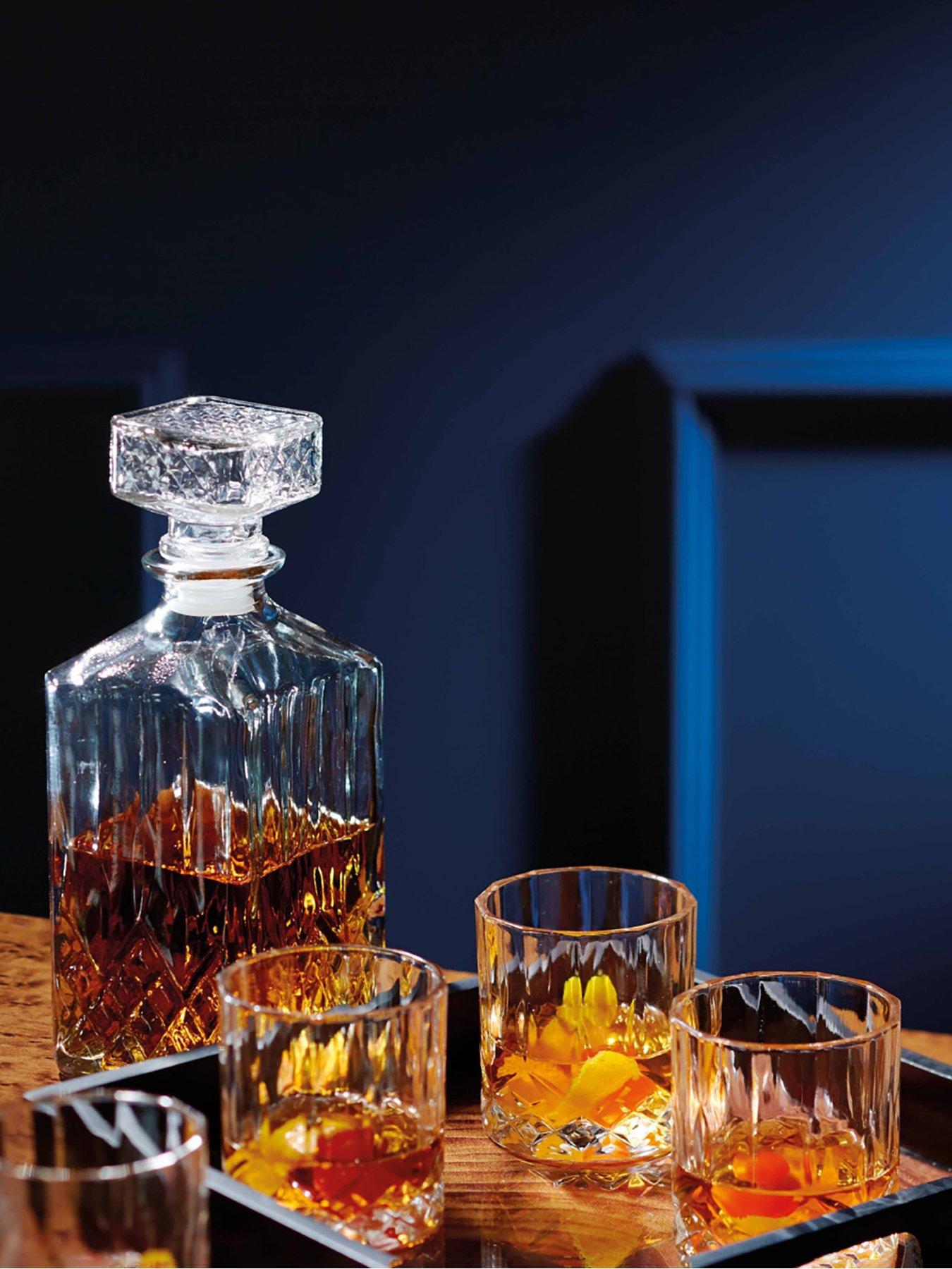 Image 3 of 7 of BarCraft Cut Glass Effect Decanter Set - 5 Piece Set