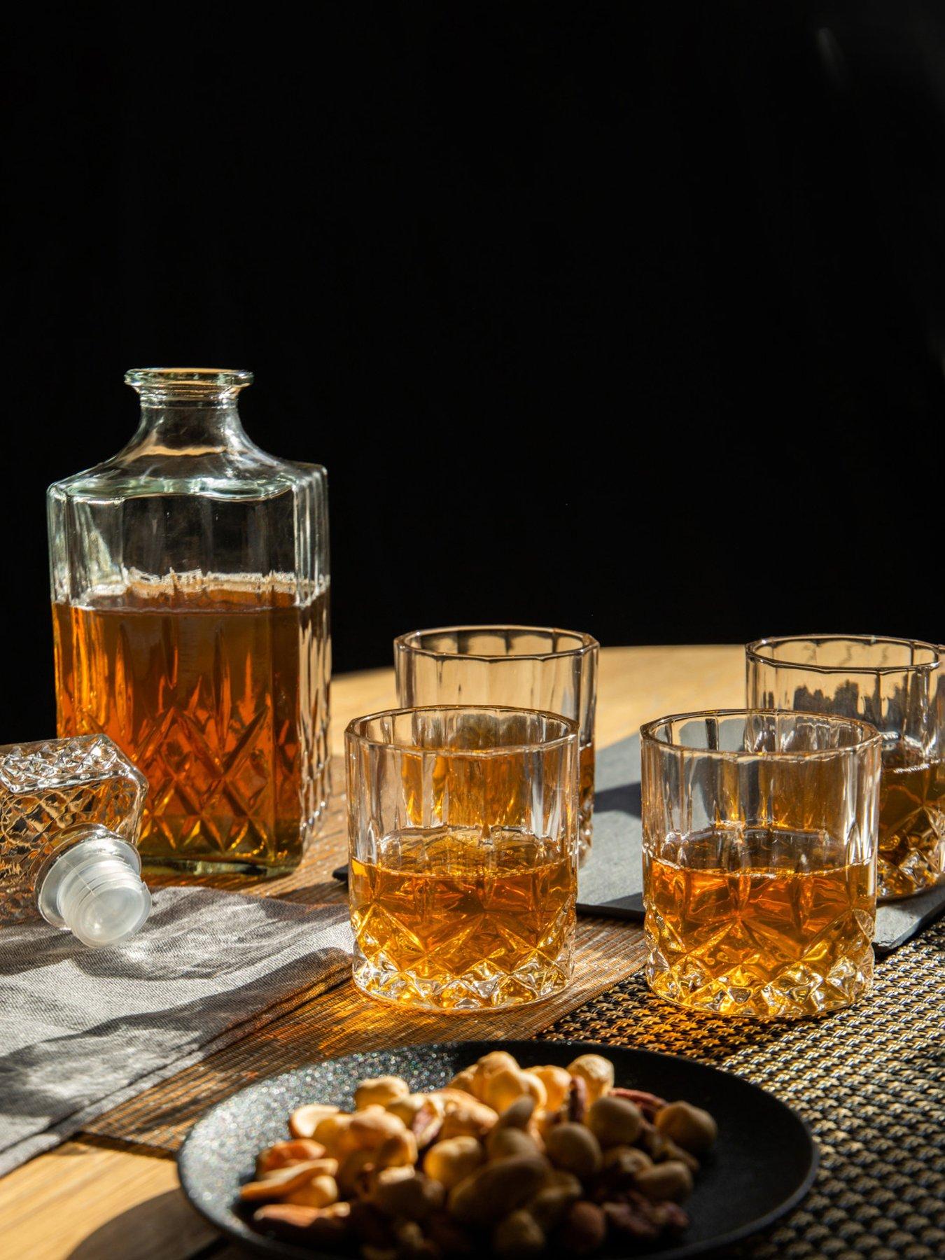 Image 4 of 7 of BarCraft Cut Glass Effect Decanter Set - 5 Piece Set