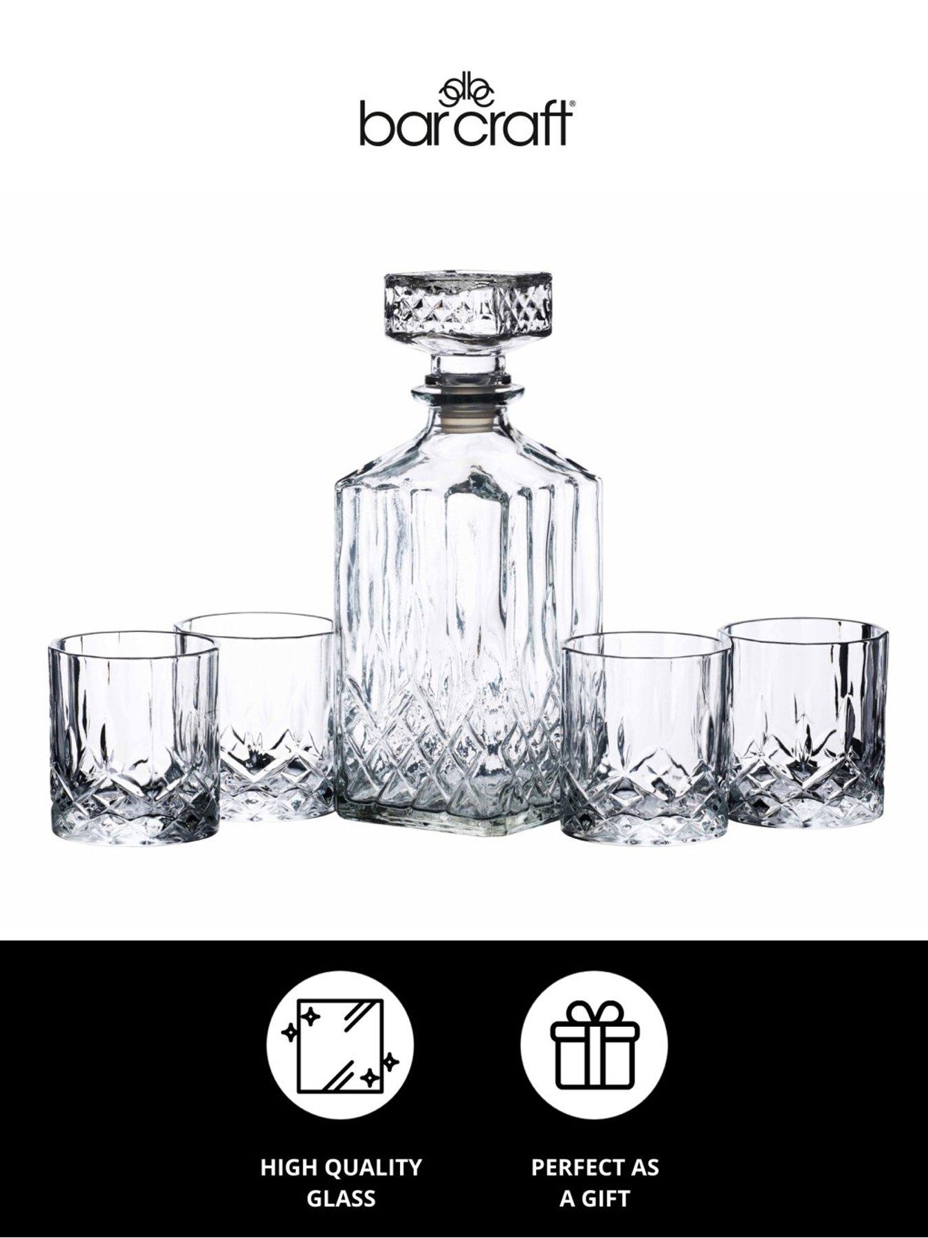 Image 7 of 7 of BarCraft Cut Glass Effect Decanter Set - 5 Piece Set