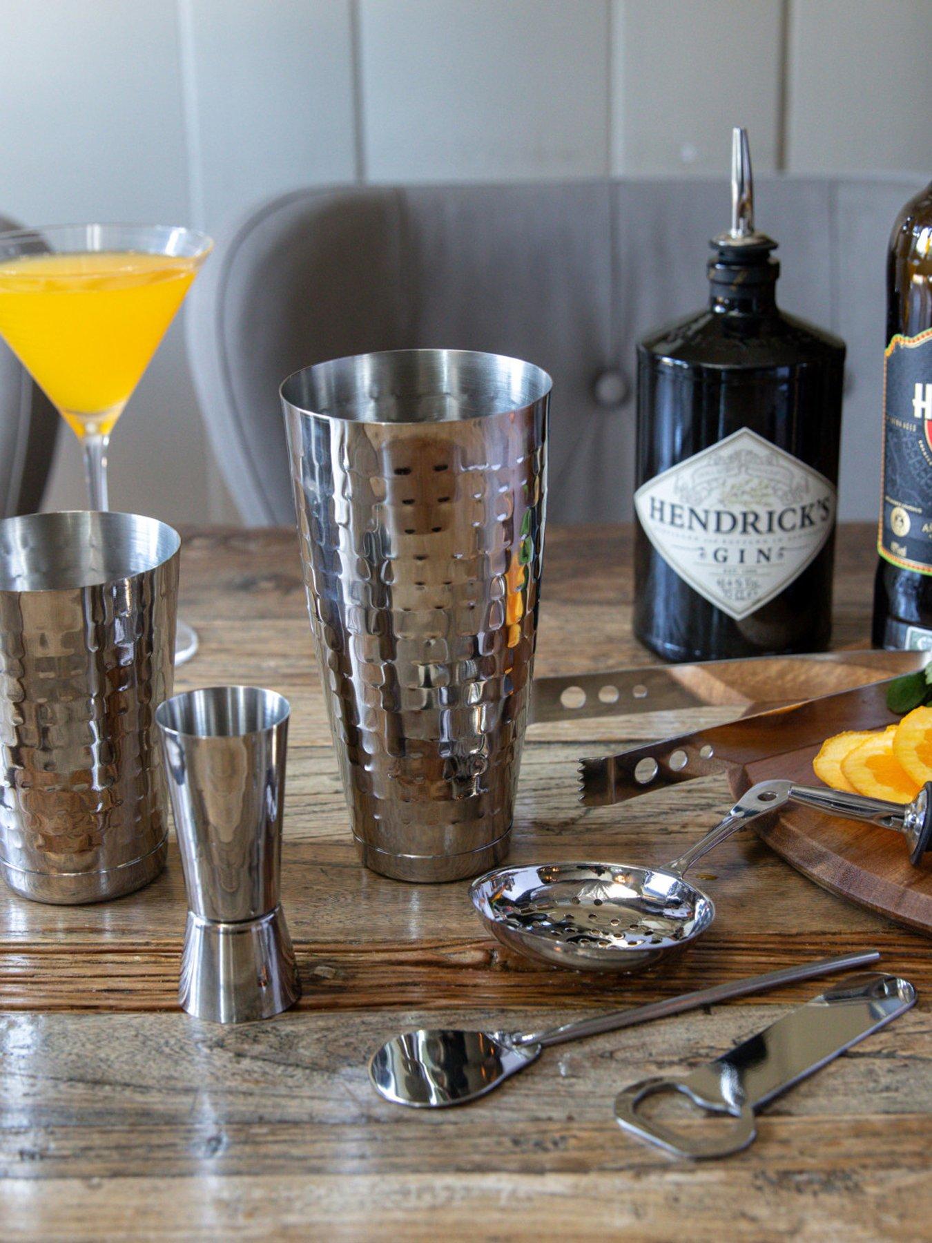 undefined Barcraft Stainless Steel Boston Cocktail Set, Hammered Finish, 8 Pieces