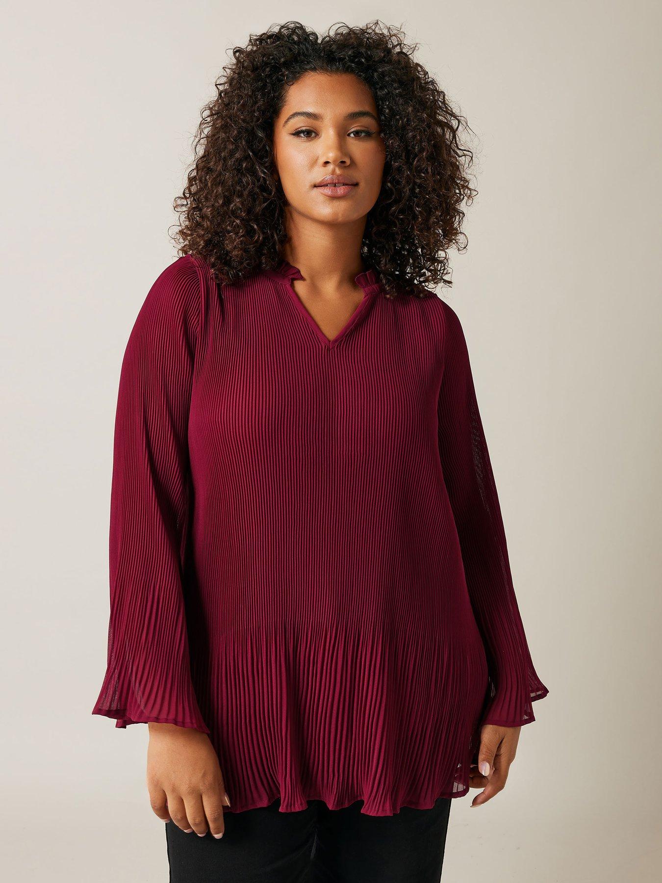 evans-pleat-blouse-red