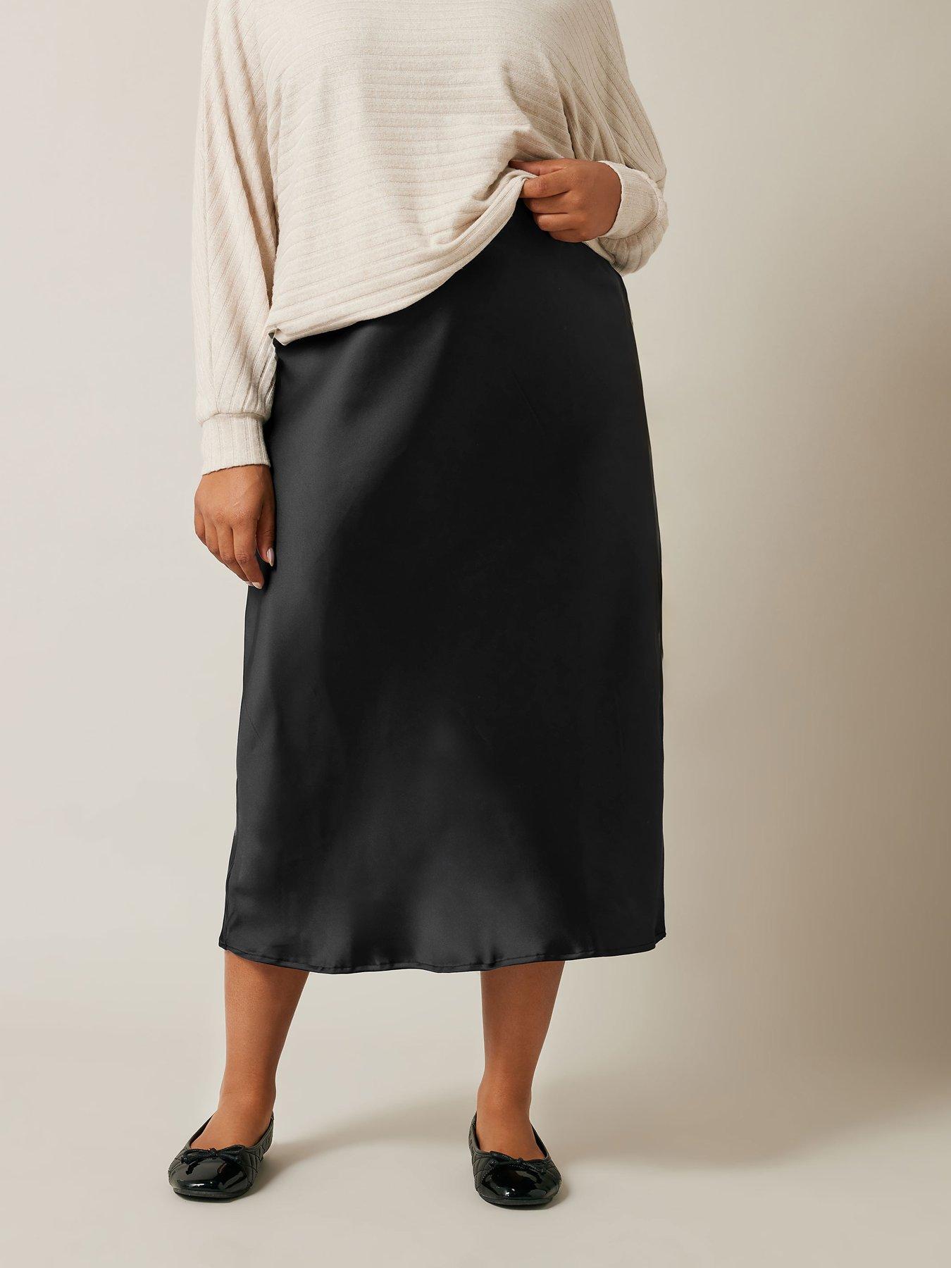 Image of Evans Satin Skirt - Black