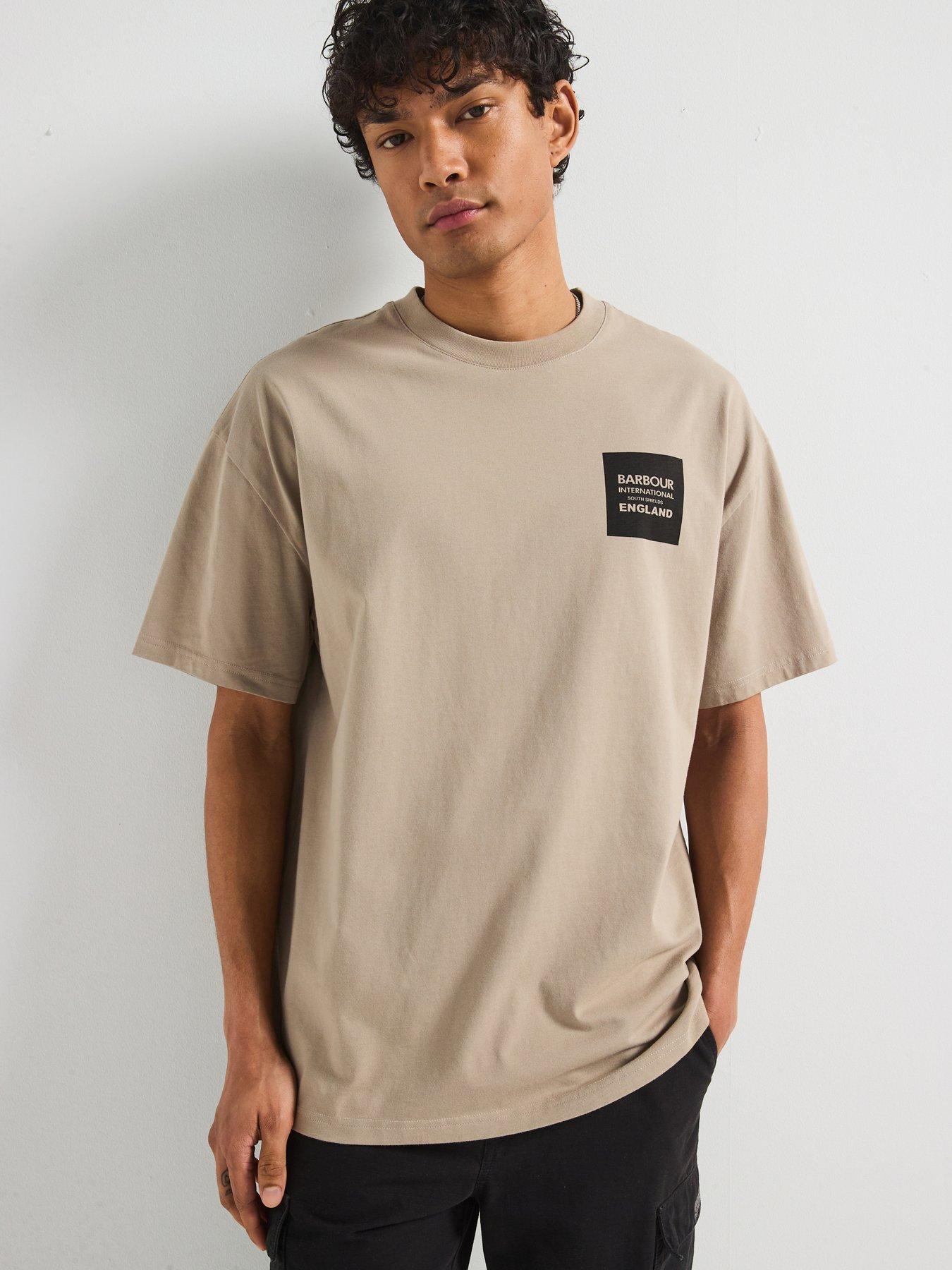 Image 1 of 6 of Barbour International Micro Block Oversized T-Shirt- Beige