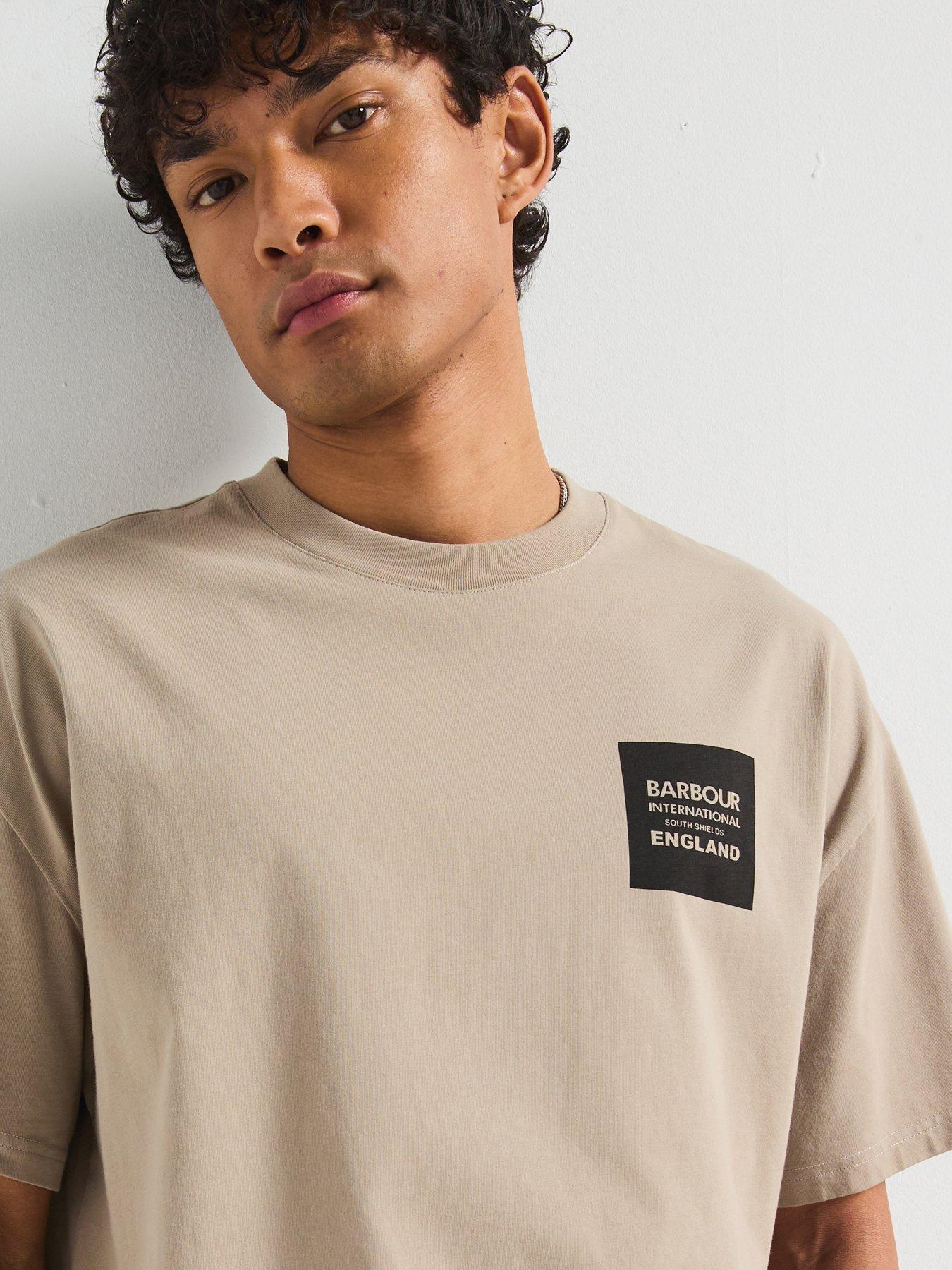 Image 6 of 6 of Barbour International Micro Block Oversized T-Shirt- Beige