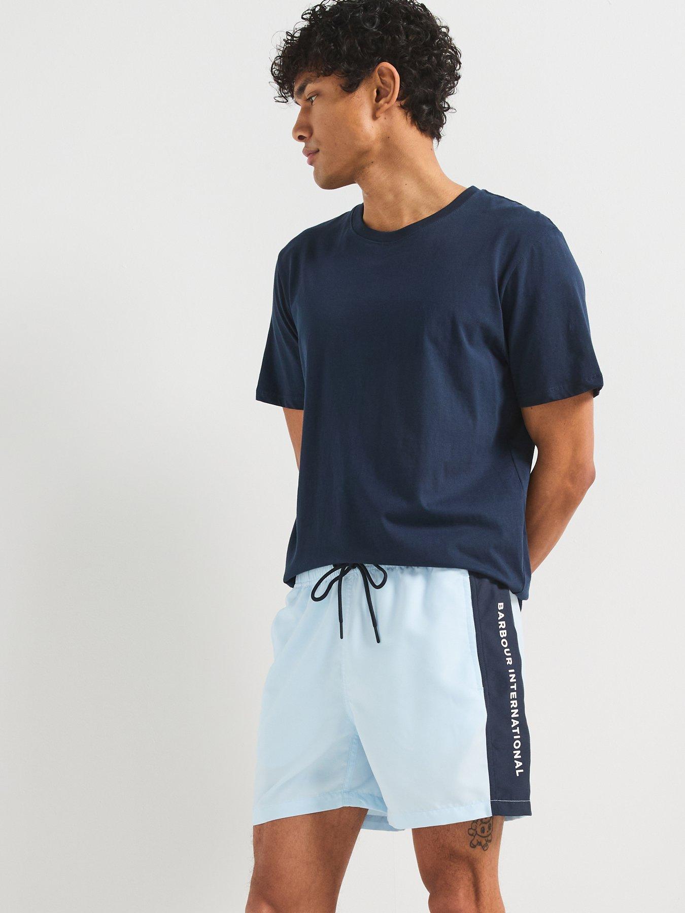 Image 5 of 6 of Barbour International Panel Logo Swimwear Shorts- Light Blue